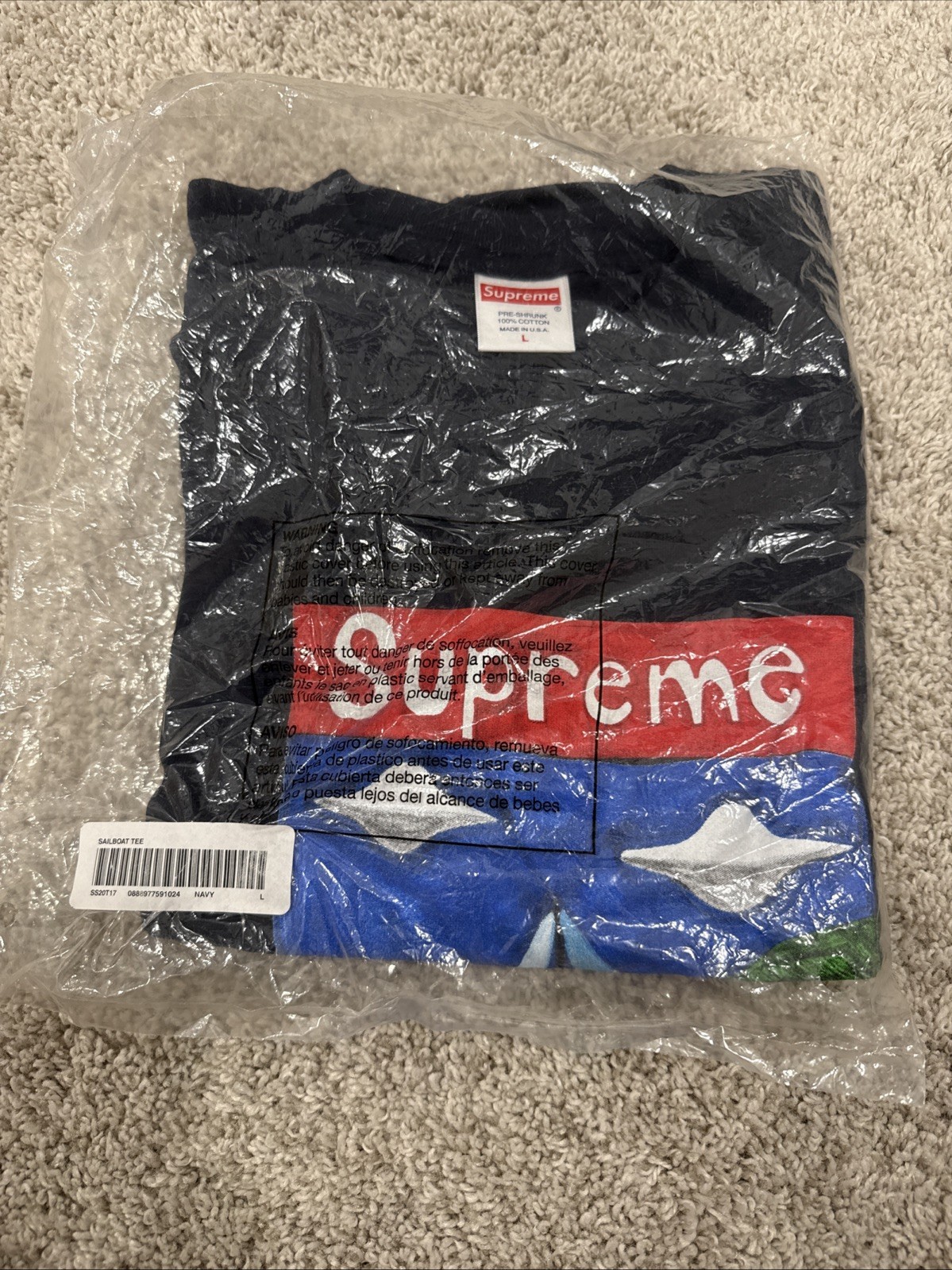SS20 2020 Supreme NYC Sailboat Tee in Navy Blue L