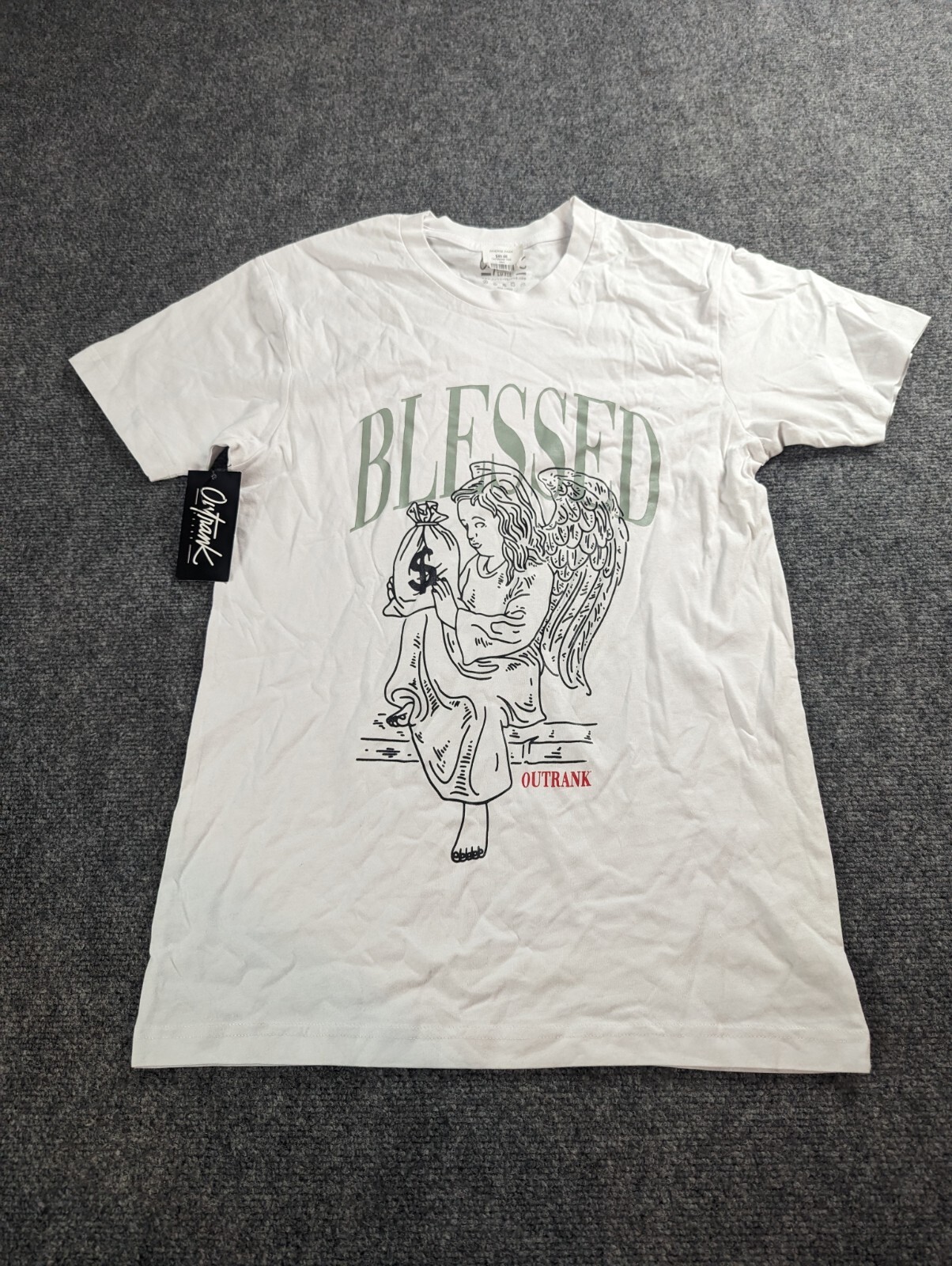 Outrank T-Shirt Men&rsquo;s Small White Graphic Print Blessed NWT