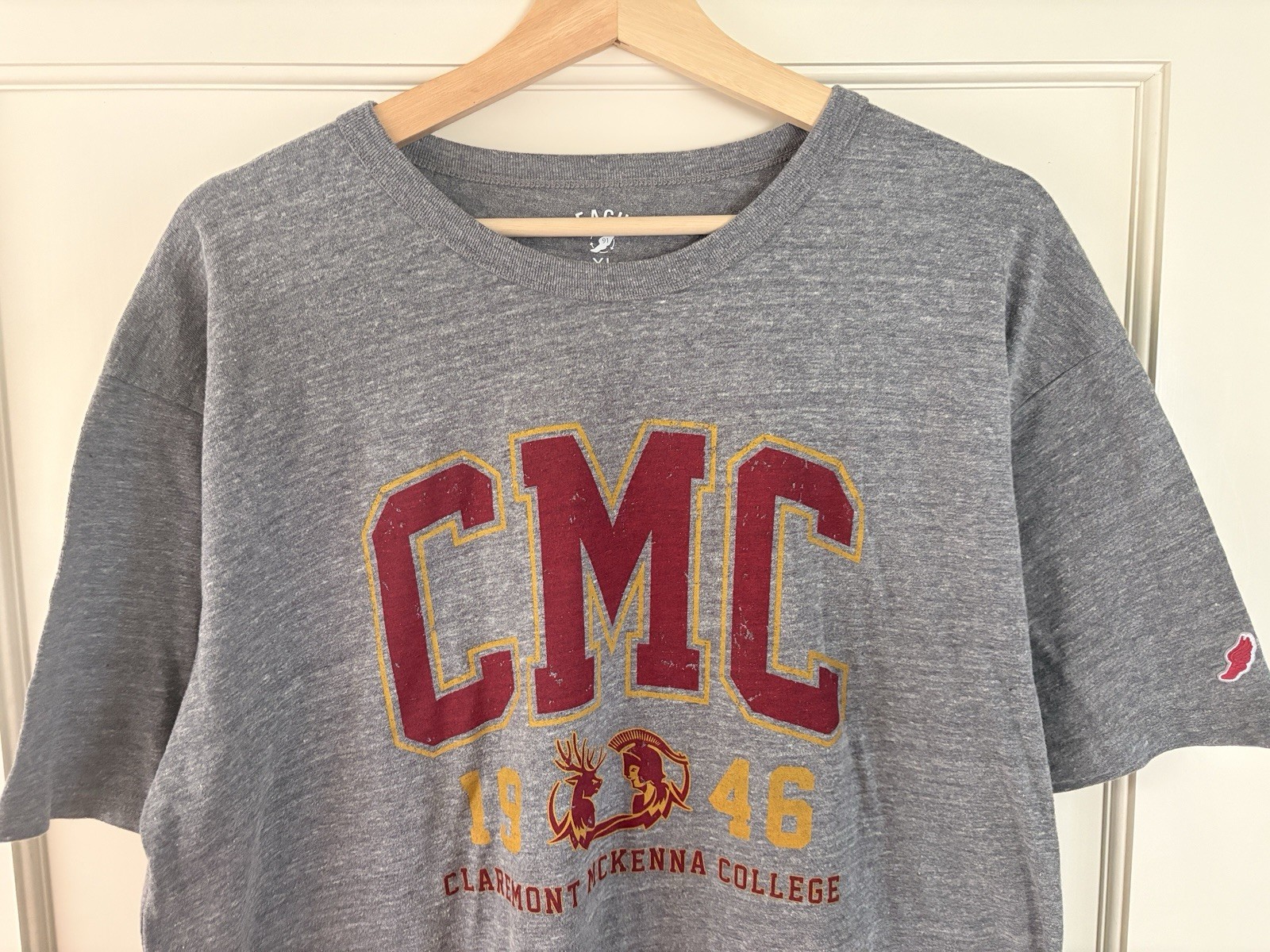 League 91 T-Shirt Claremont McKenna College CMC Tee XL Gray/Red Graphic Cotton