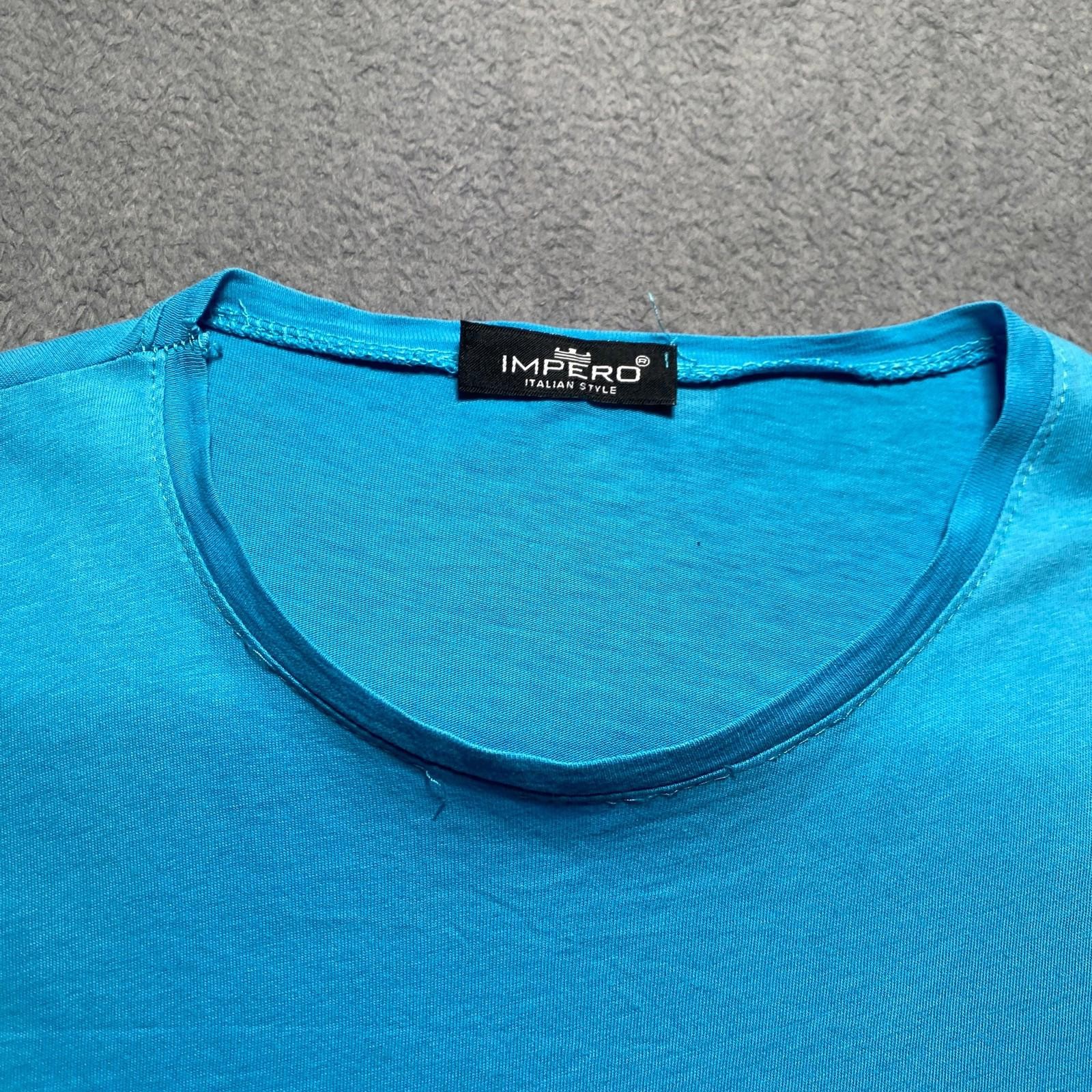 Impero T-Shirt Men&rsquo;s Medium Blue Italian Style Crew Neck Casual Cotton
