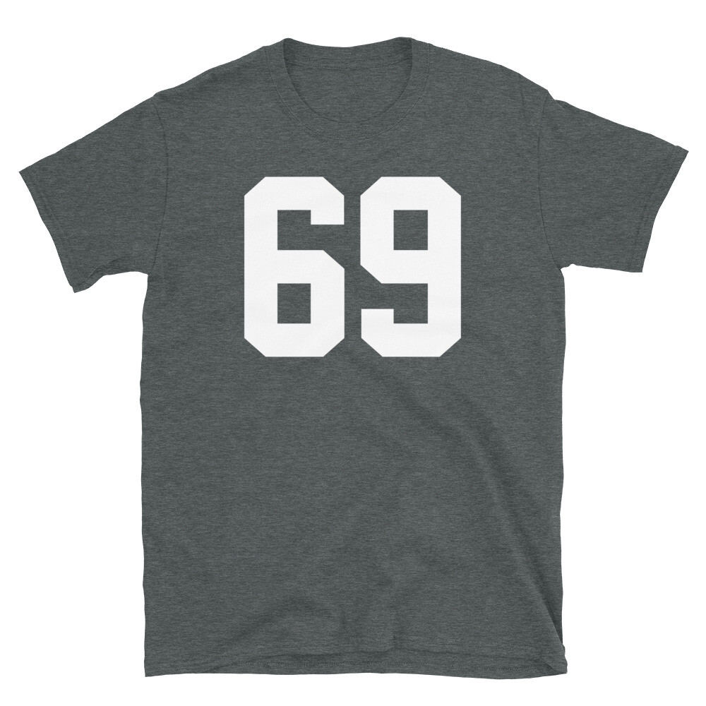 Team Uniform Jersey Number 69 Birthday Varsity Short-Sleeve Unisex T-Shirt