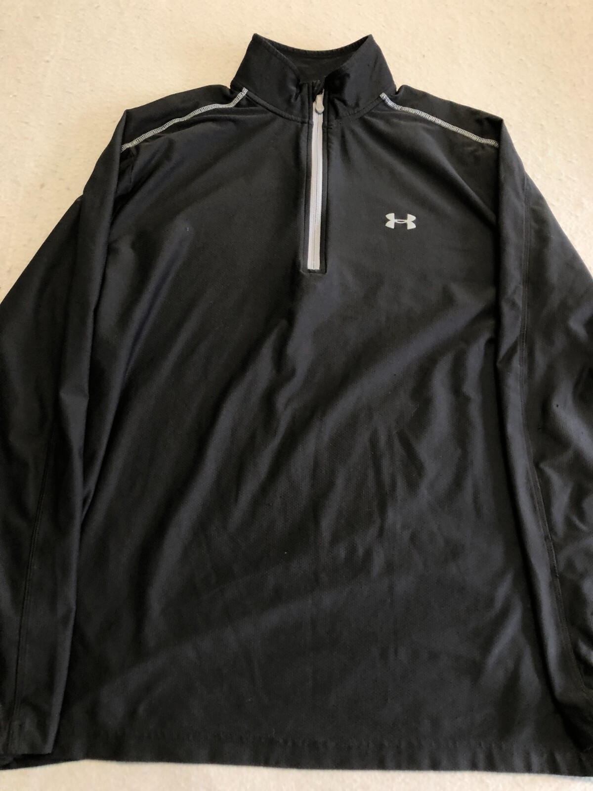 Under Armour Shirt Mens Extra Large Black 1/4 Zip Stand Collar Activewear Knit