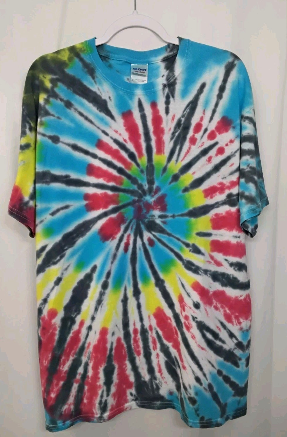 New Tie Dye Men&rsquo;s T-Shirt Blue Red Adult Large Multicolor Summer Swirl Spiral