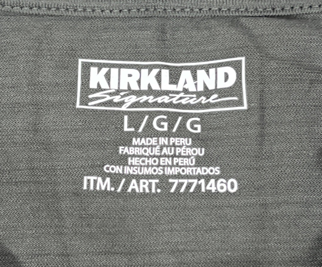 Kirkland Signature 100% Pima Cotton Slub Tee, Men&rsquo;s Large, Gray, NEW