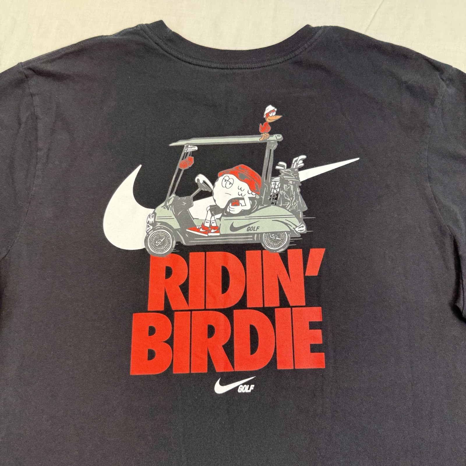 Nike Shirt Mens Lrg Black Cotton Red Golf The Nike Tee Ridin’ Birdie FN0791-010