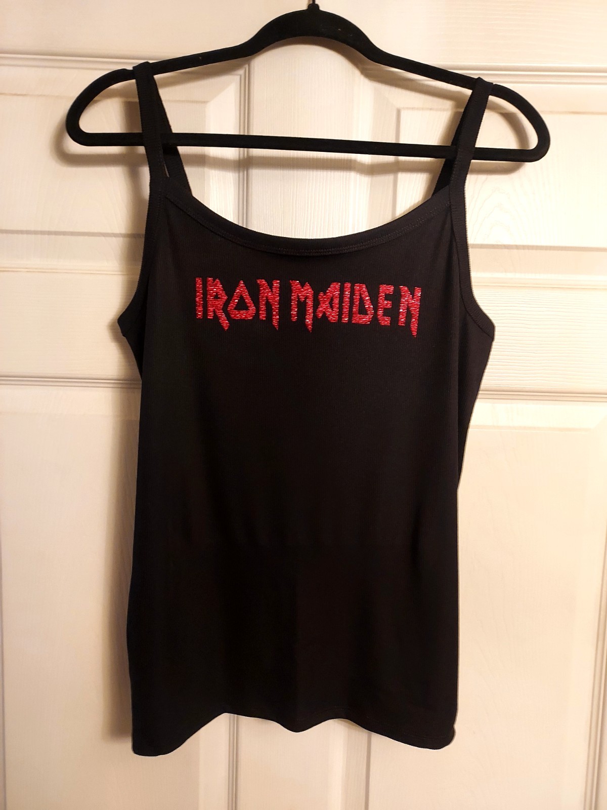 Iron Maiden tank top Red Glitter Iron Maiden Shirt Fitted Iron maiden Crop Top
