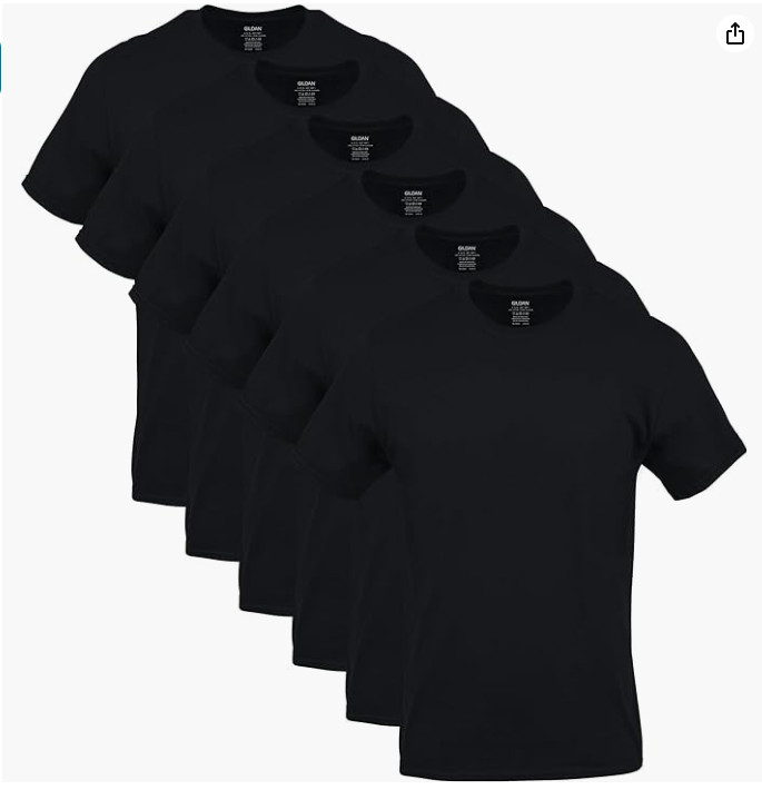 Gildan Men&rsquo;s Crew T-Shirts, Multipack, Style G1100, Black 100% Cotton Size X-L