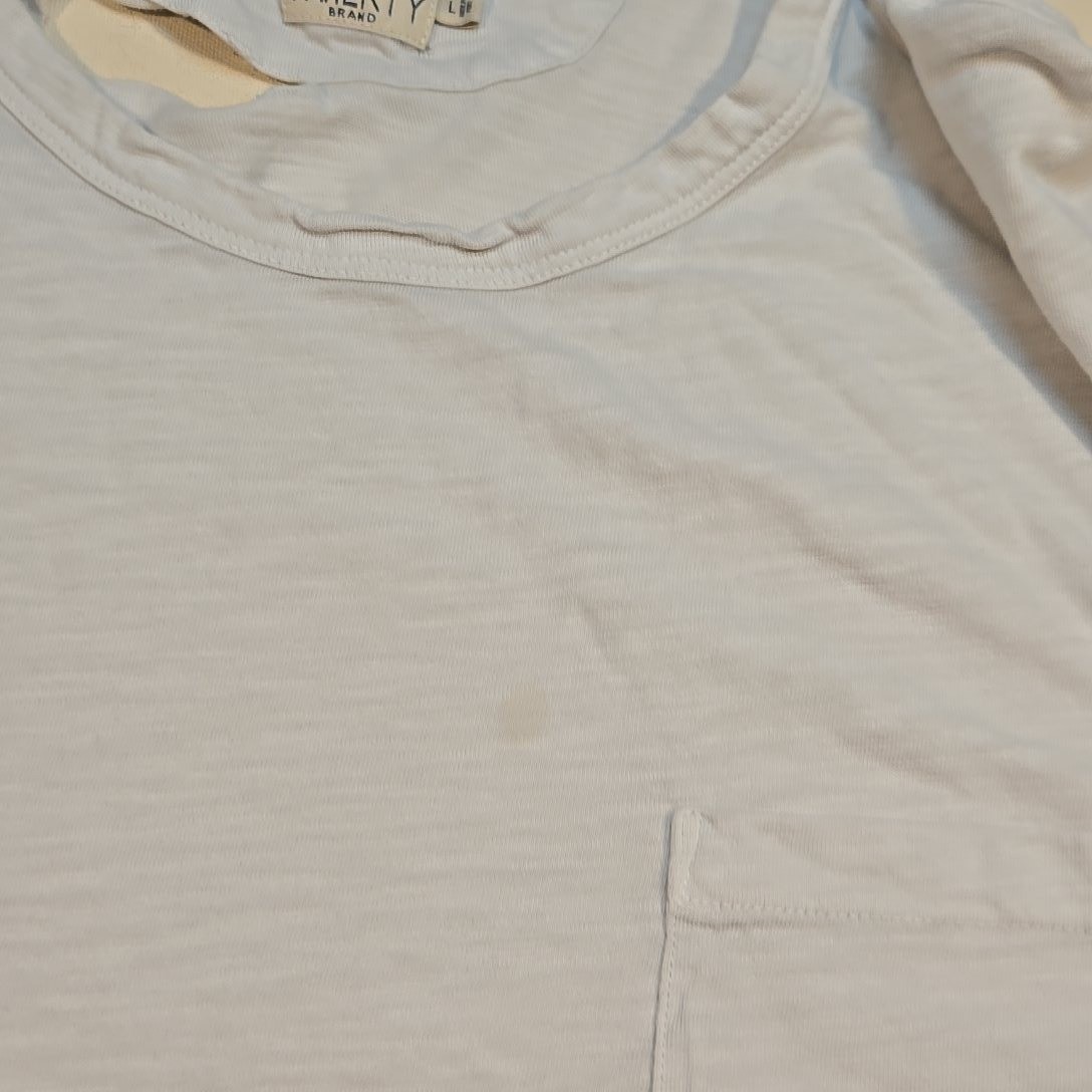 Faherty L Pocket Tee White Crewneck Cotton Distressed Broken-In Soft Tag Classic