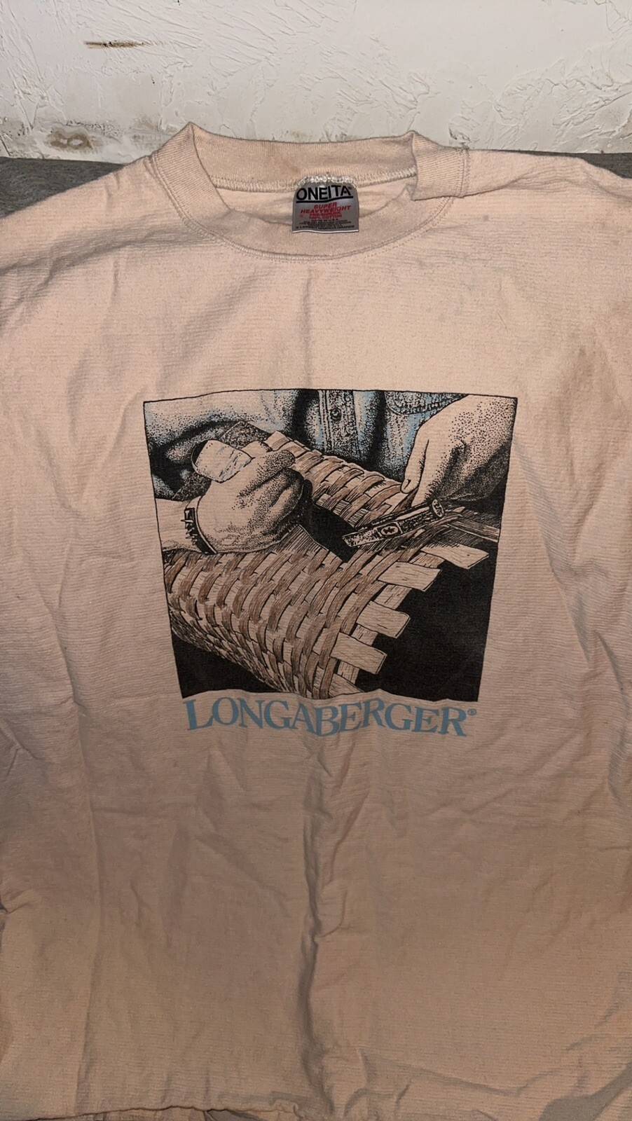 Vintage Longaberger T-Shirt Wicker Basket Oneita Tag XL Woven Type Material