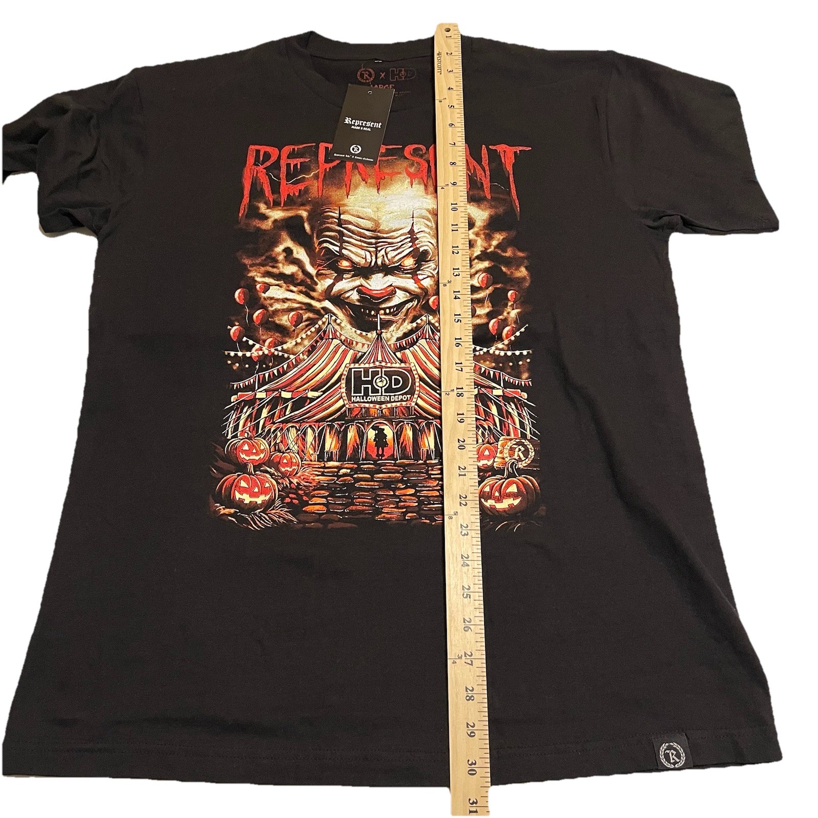 T-Shirt REPRESENT X HALLOWEEN DEPOT COLLAB SIGNATURE Black Horror NWT Clown