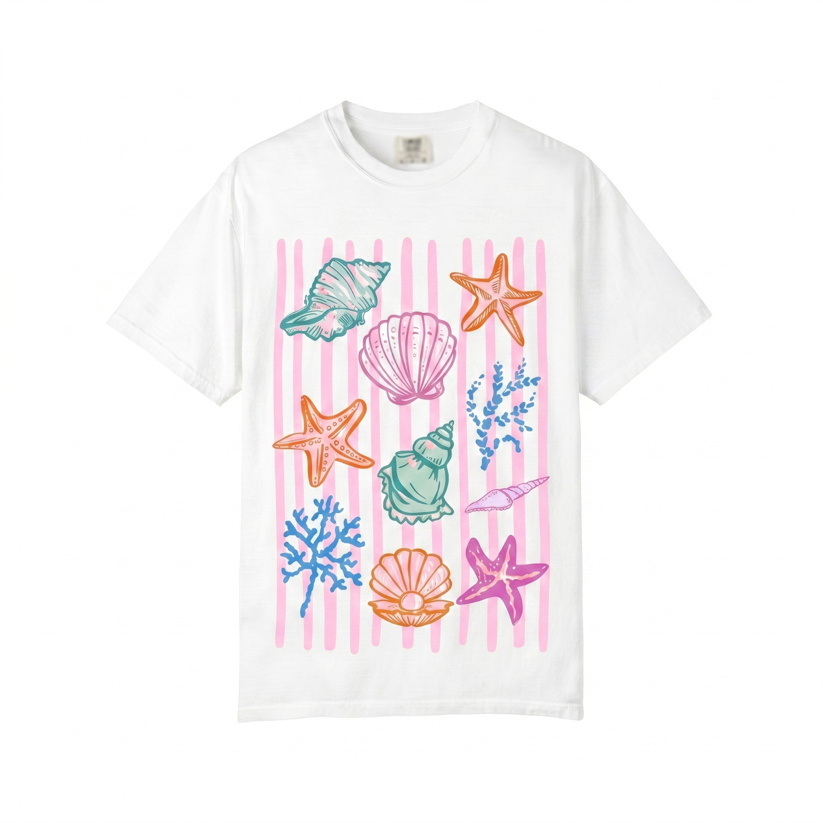 Seashell Tee White Beach Summer Graphic Tee Ocean Lover Vacation Unisex T shirt