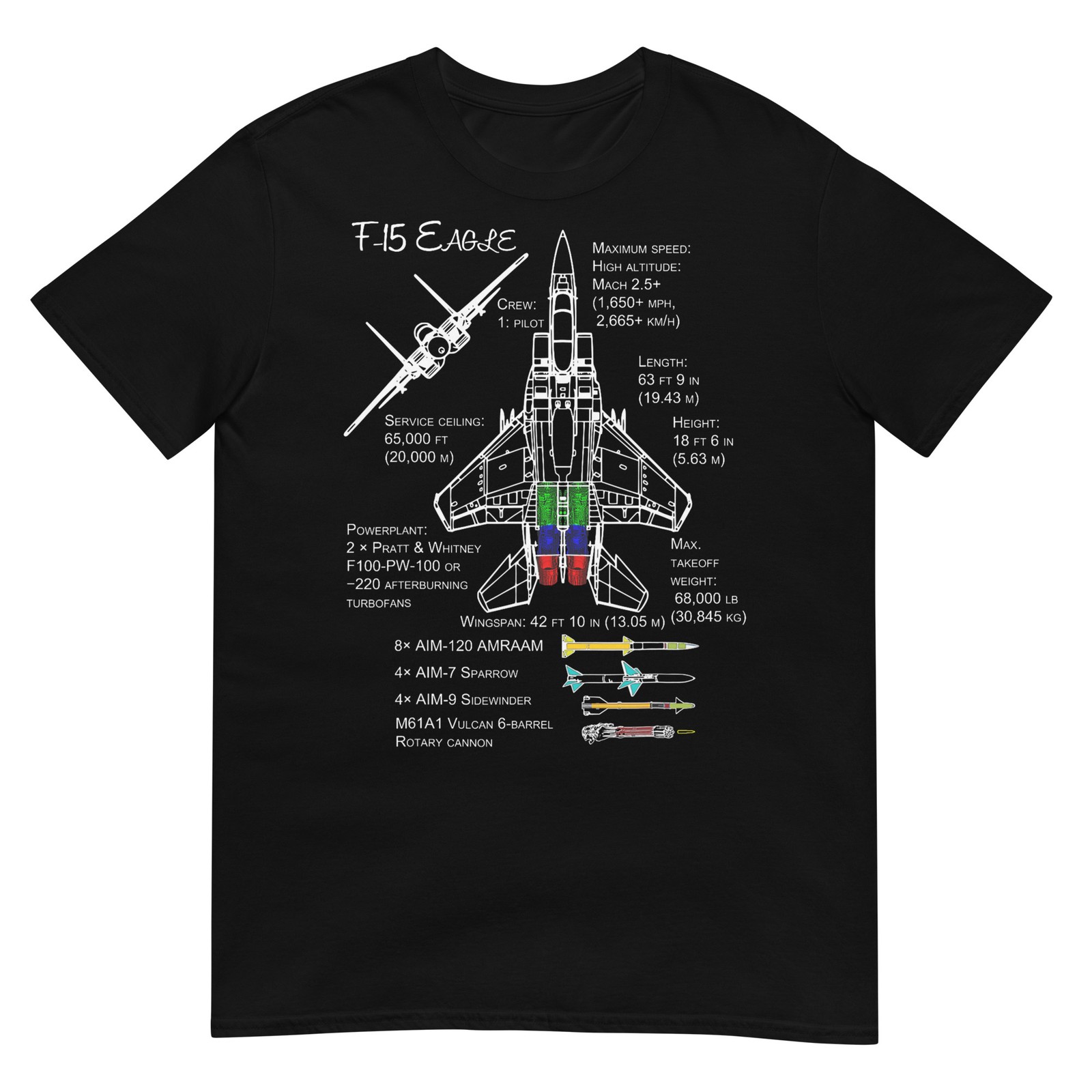 F-15 Eagle Specs T-Shirt Tshirt Shirt Military Fighter Jet T-Shirt