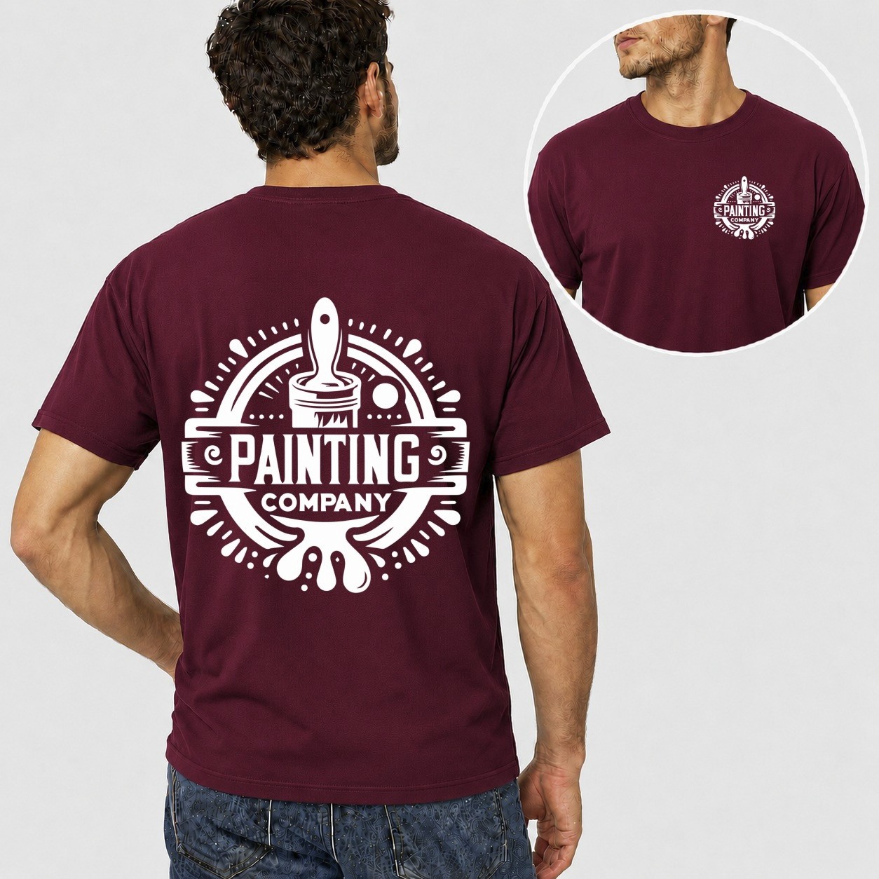 Mens Personalised Work T Shirt Custom Company Logo Painter Plumber Mechanic Gift