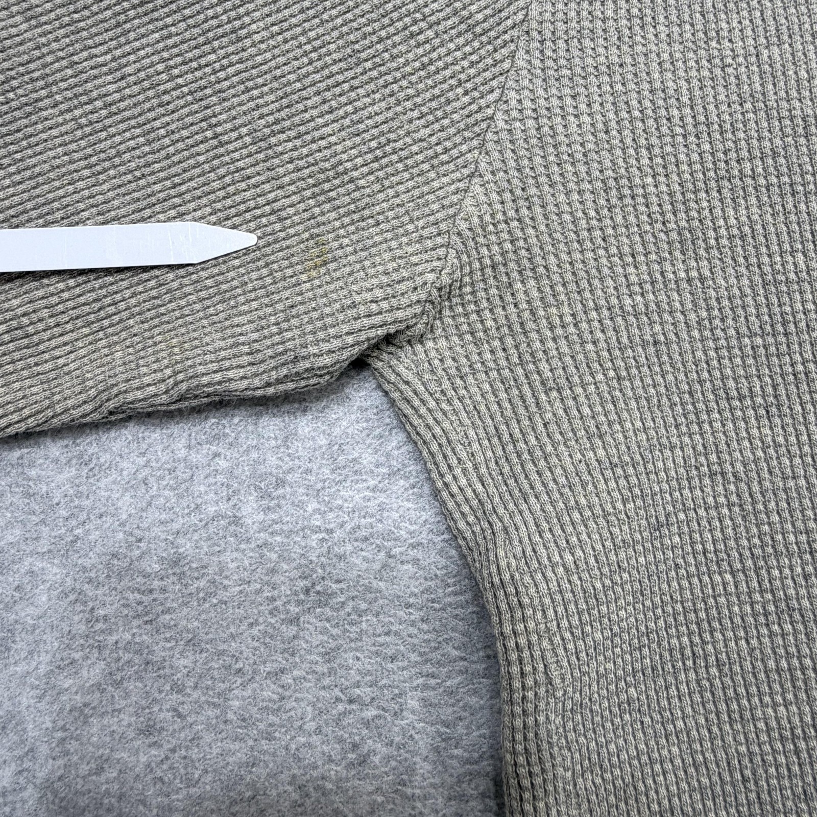 LL Bean Henley Shirt Mens XL Oatmeal Long Sleeve Waffle Knit Cotton Made USA