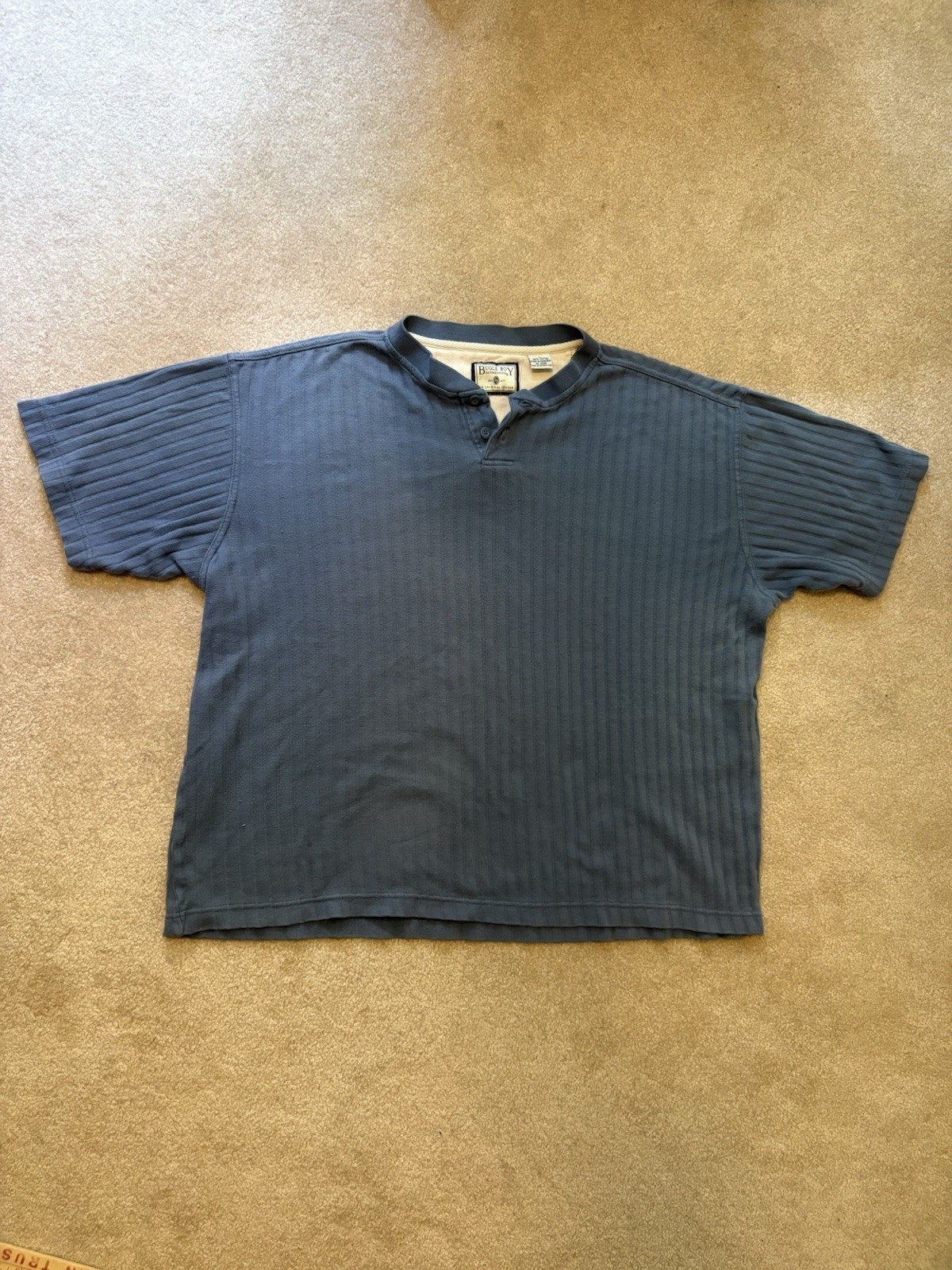 Vintage Bugle Boy Classic Blue Polo Shirt Size Large 100% Cotton