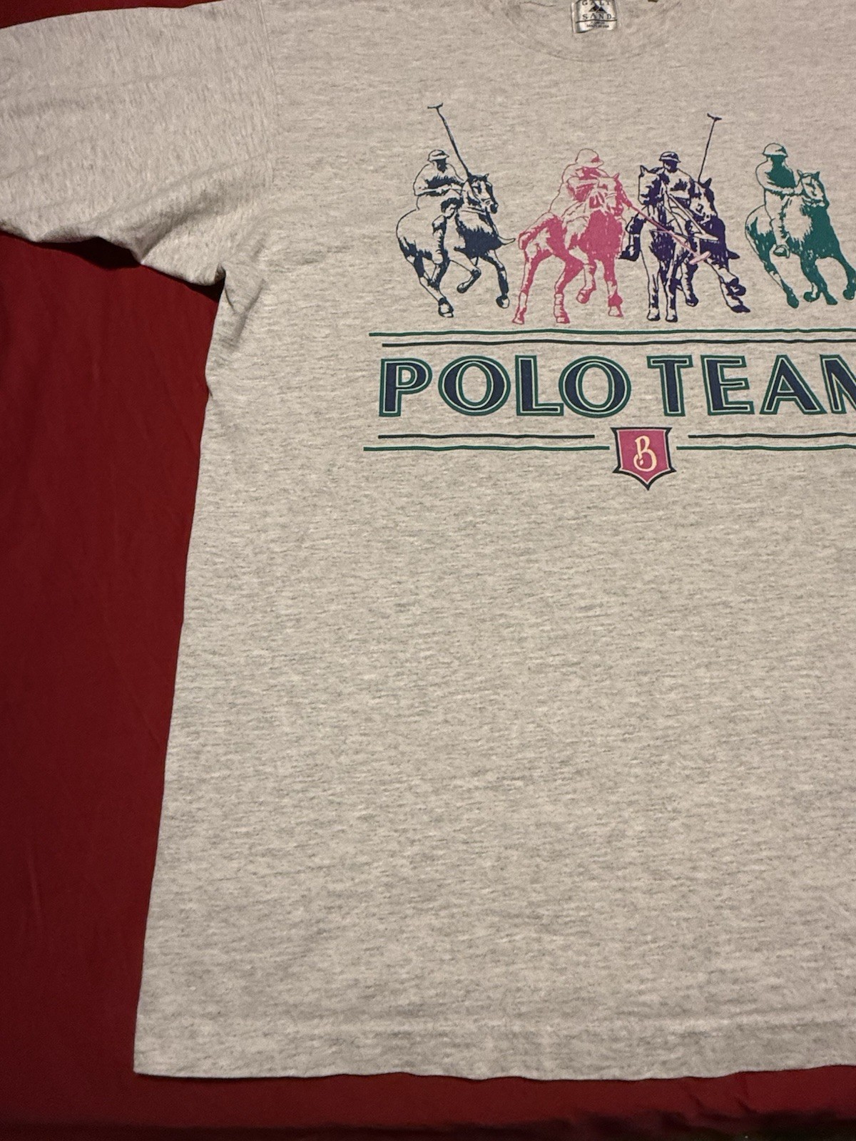 VTG 90s Galt Sand Polo Team Graphic Tshirt XL Gray Heather Made In USA