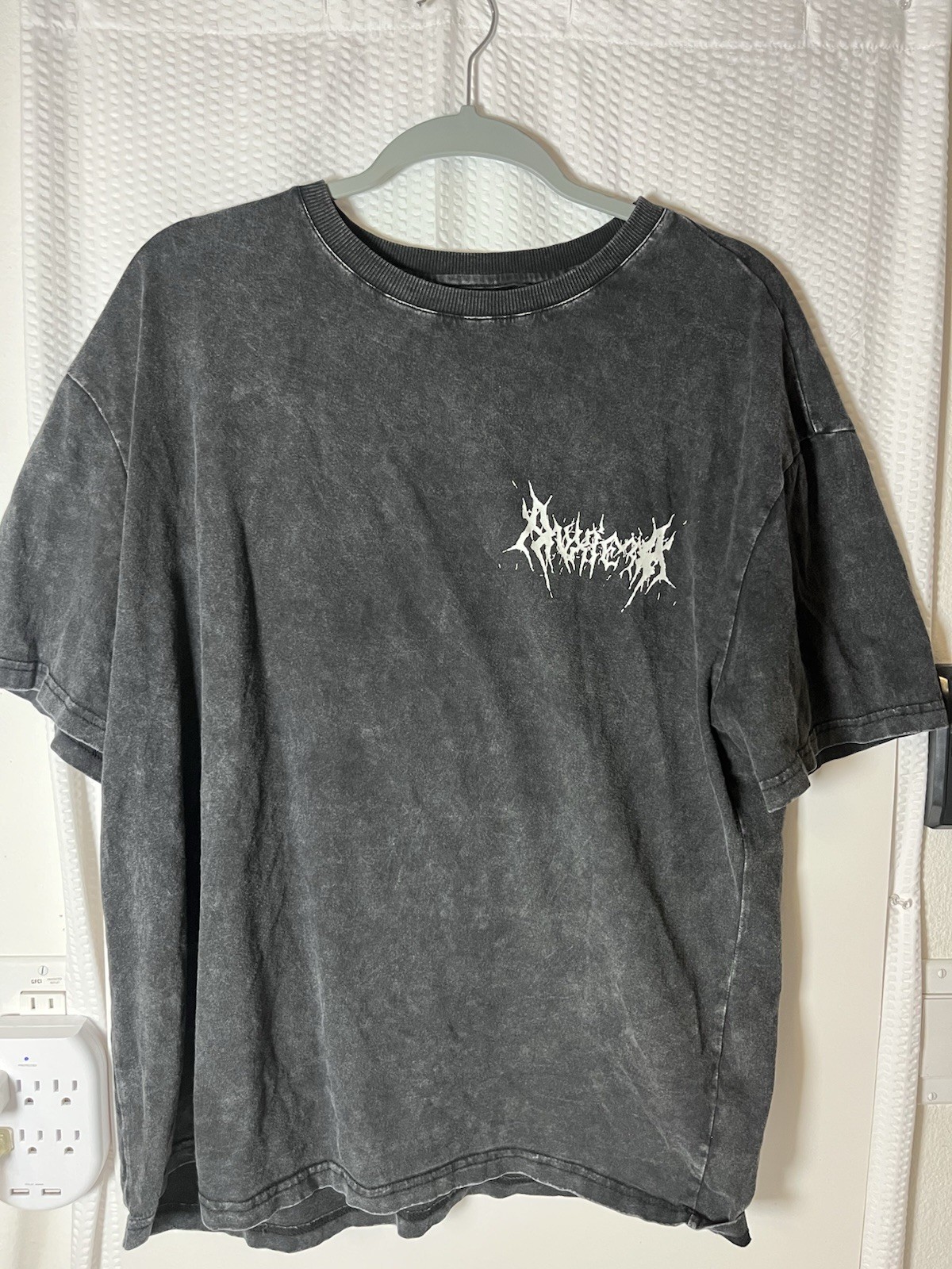 Oversized « Anxiety » Acid Wash Graphic Tee Charcoal Grey Y2K Grunge Streetwear