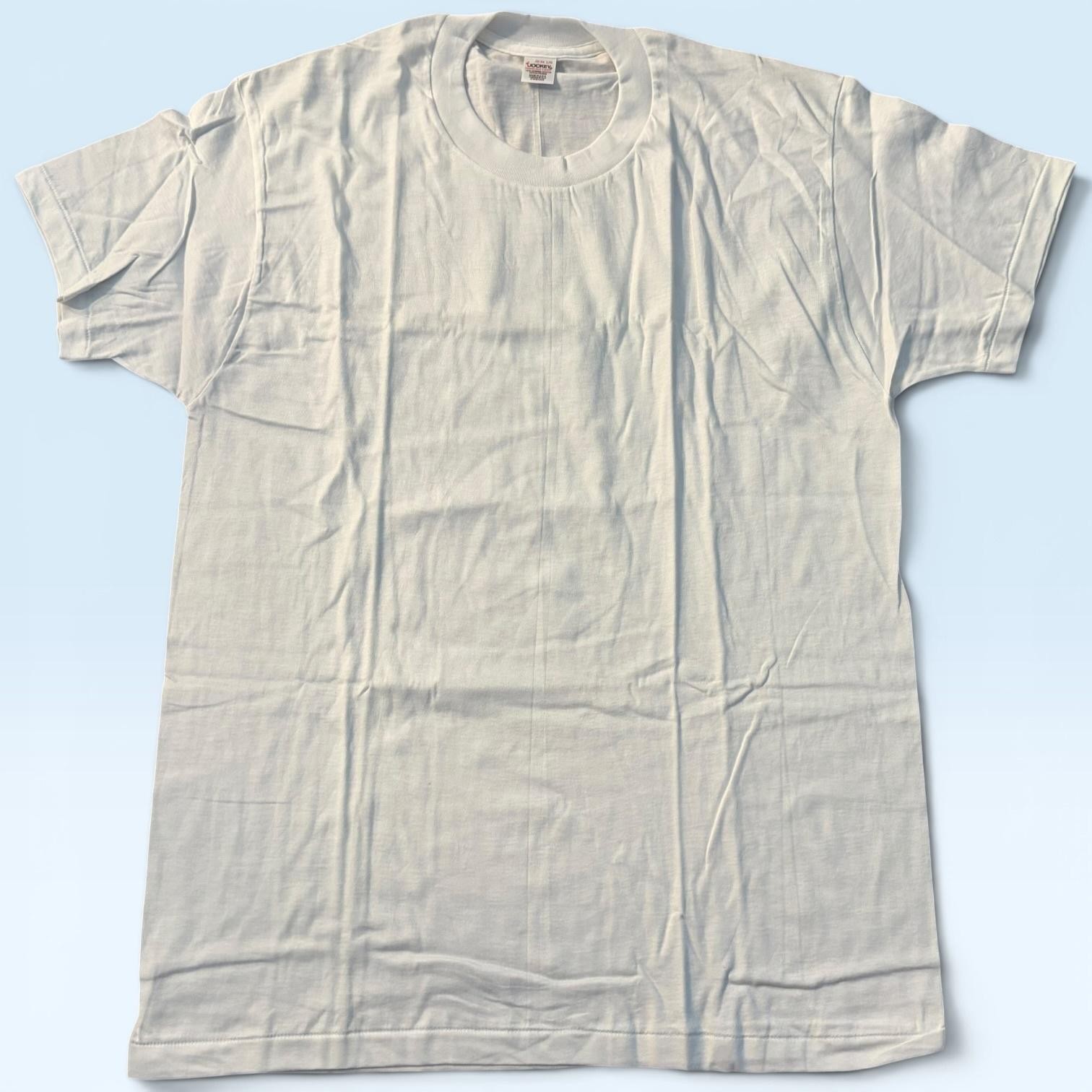 Vintage Jockey Shirt Mens Large White Blank Power Knit Tee T-Shirt Made USA