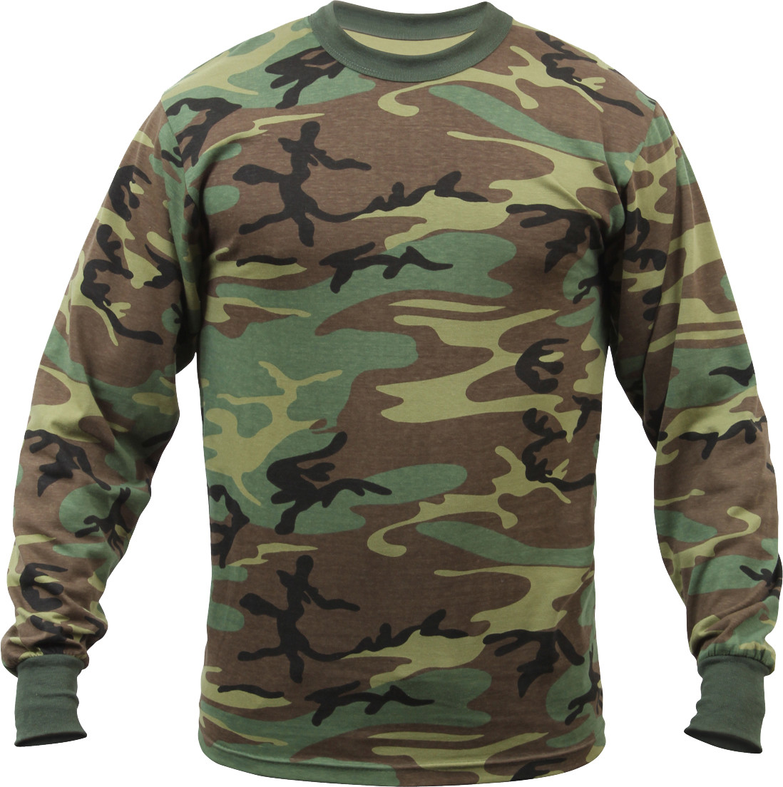 Tactical Long Sleeve Camo Tee Mens Woodland Camouflage Military Army T-Shirt