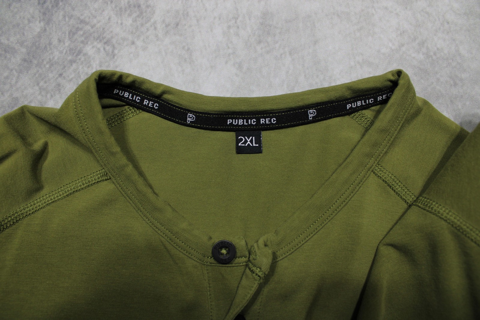 Public Rec Henley Shirt Mens 2XL Green Long Sleeve Pima Cotton Tencel Stretch