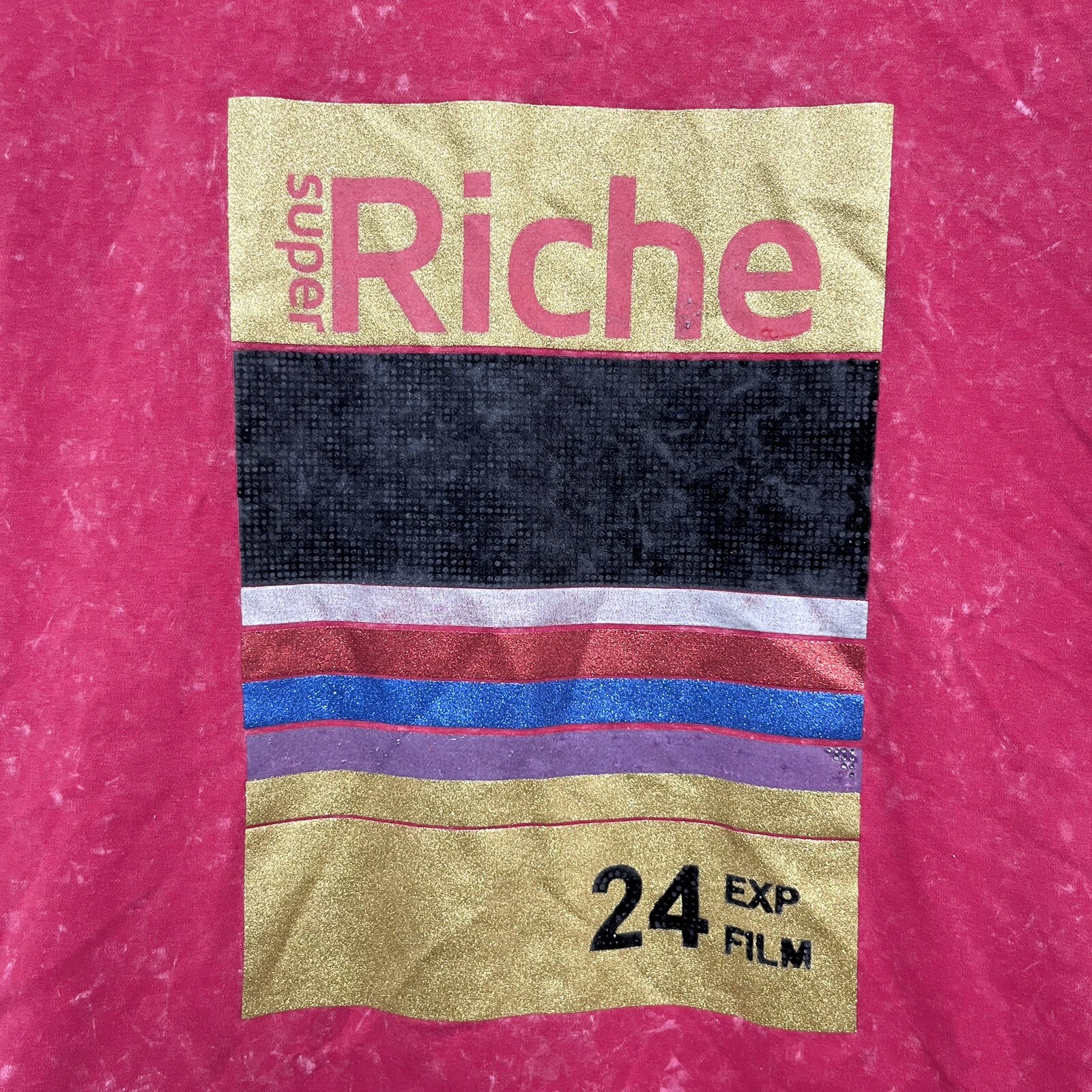 Vie + Riche Paris Men&rsquo;s T-Shirt Stonewashed Crystals Super 24 EXP Film Kodak 3XL