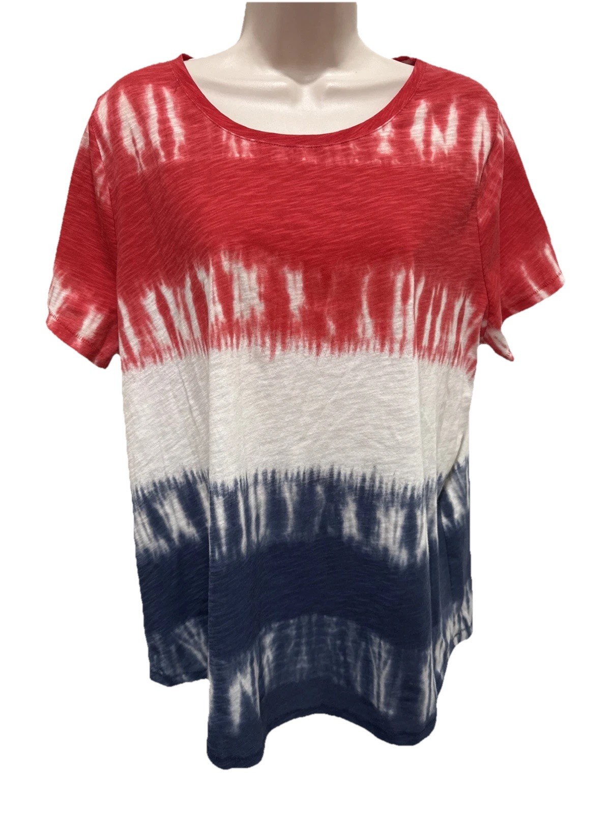 Sonoma Tie Dye T-shirt Women’s XXL Red White Blue Patriotic Short Sleeve