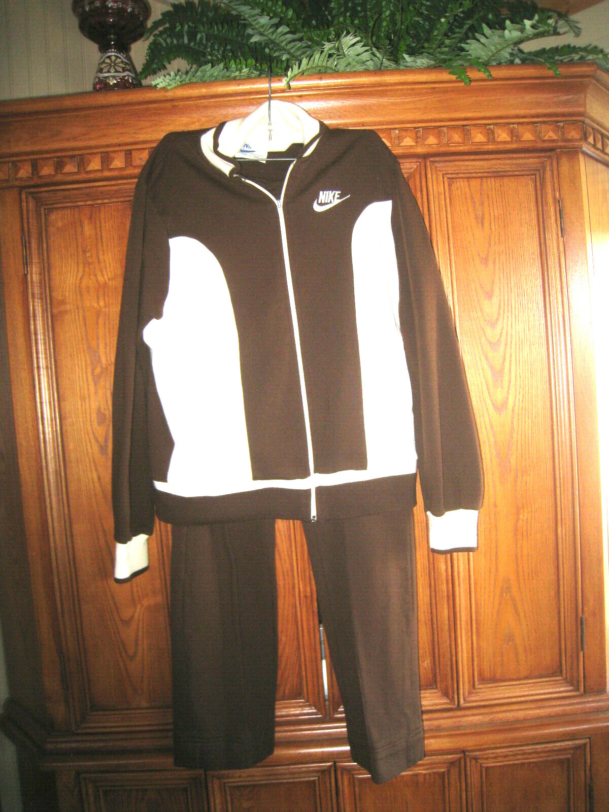 VTG 80&rsquo;s NIKE Sportswear White Tag 2 Pc Brown Warmup Set Swoosh Sz M ~REDUCED!!