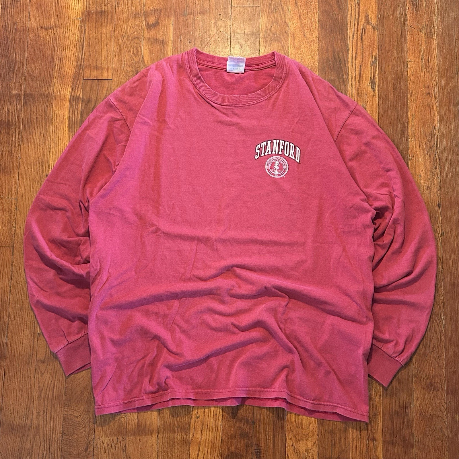 Vintage Y2K Stanford University Collegiate Logo Faded Red Longsleeve Shirt L