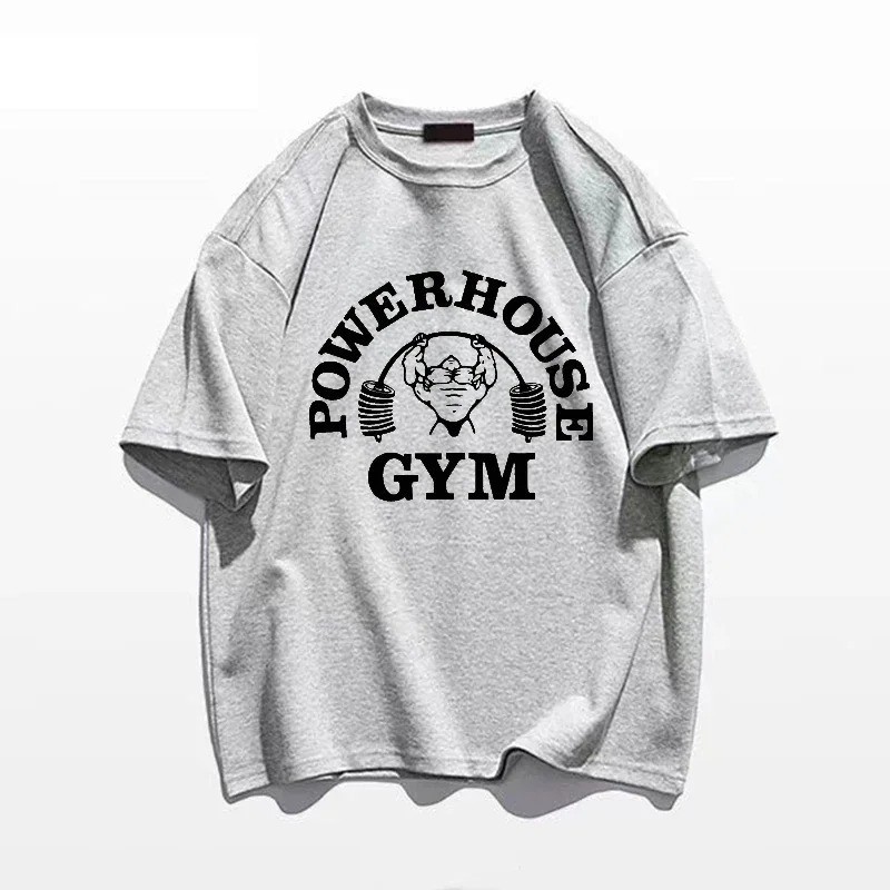 Men T-shirts Fitness Bodybuilding Cotton Shirt Oversized Rag Gym Sport Muscle.