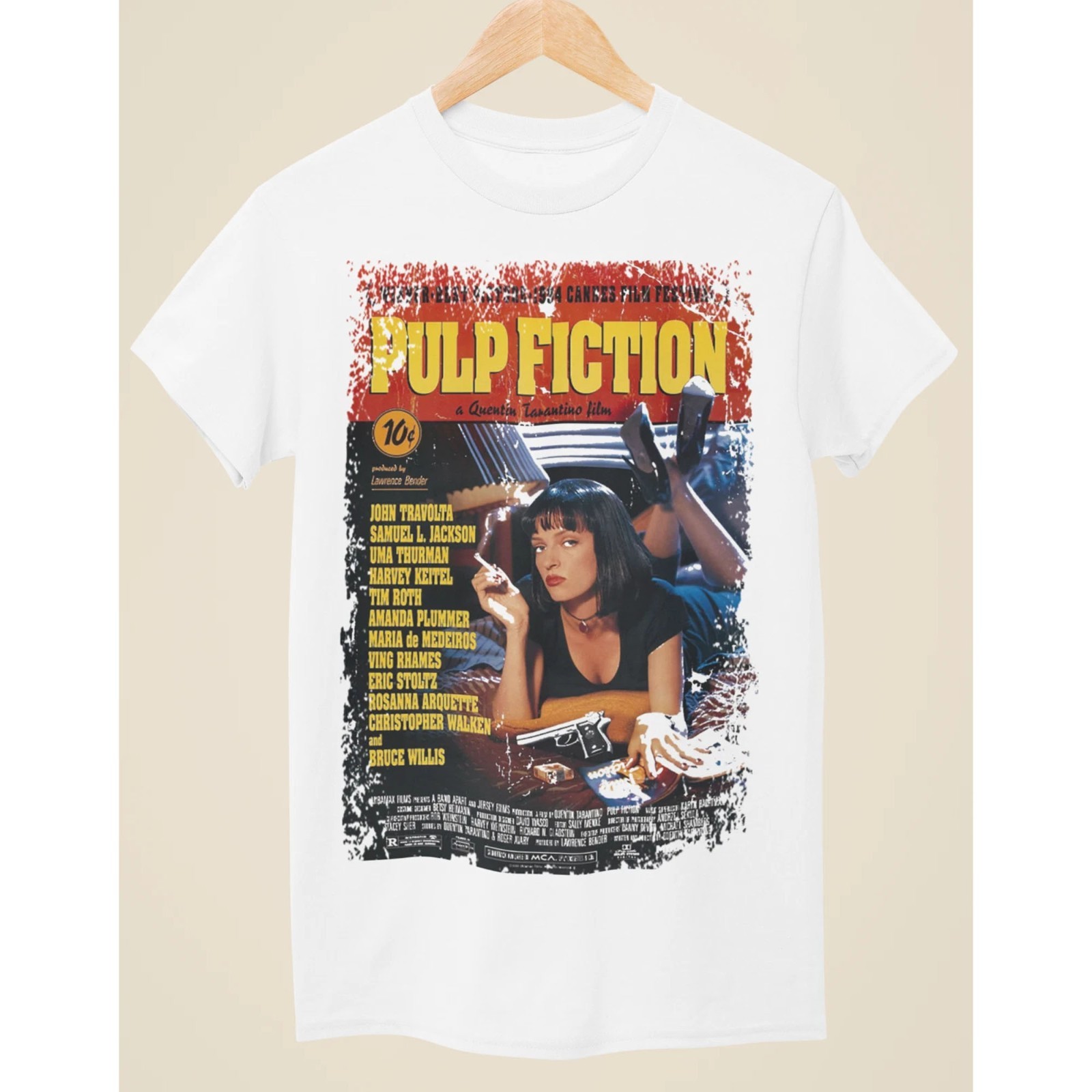 Pulp Fiction – Movie Poster Inspired Unisex White T-Shirt FREESHIPS