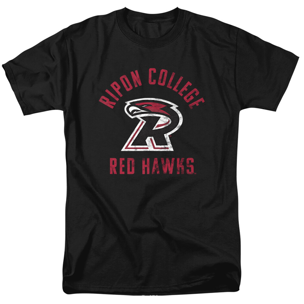 Ripon College Adult T-Shirt Hawks Logo, Black, S-5XL