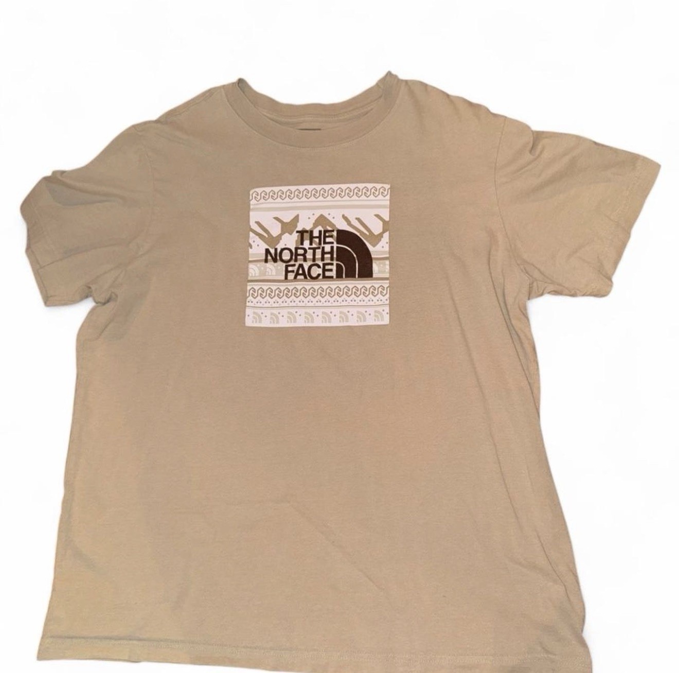 The North Face Men’s XL Beige Graphic Logo Print Crew Neck Short Sleeve T-Shirt