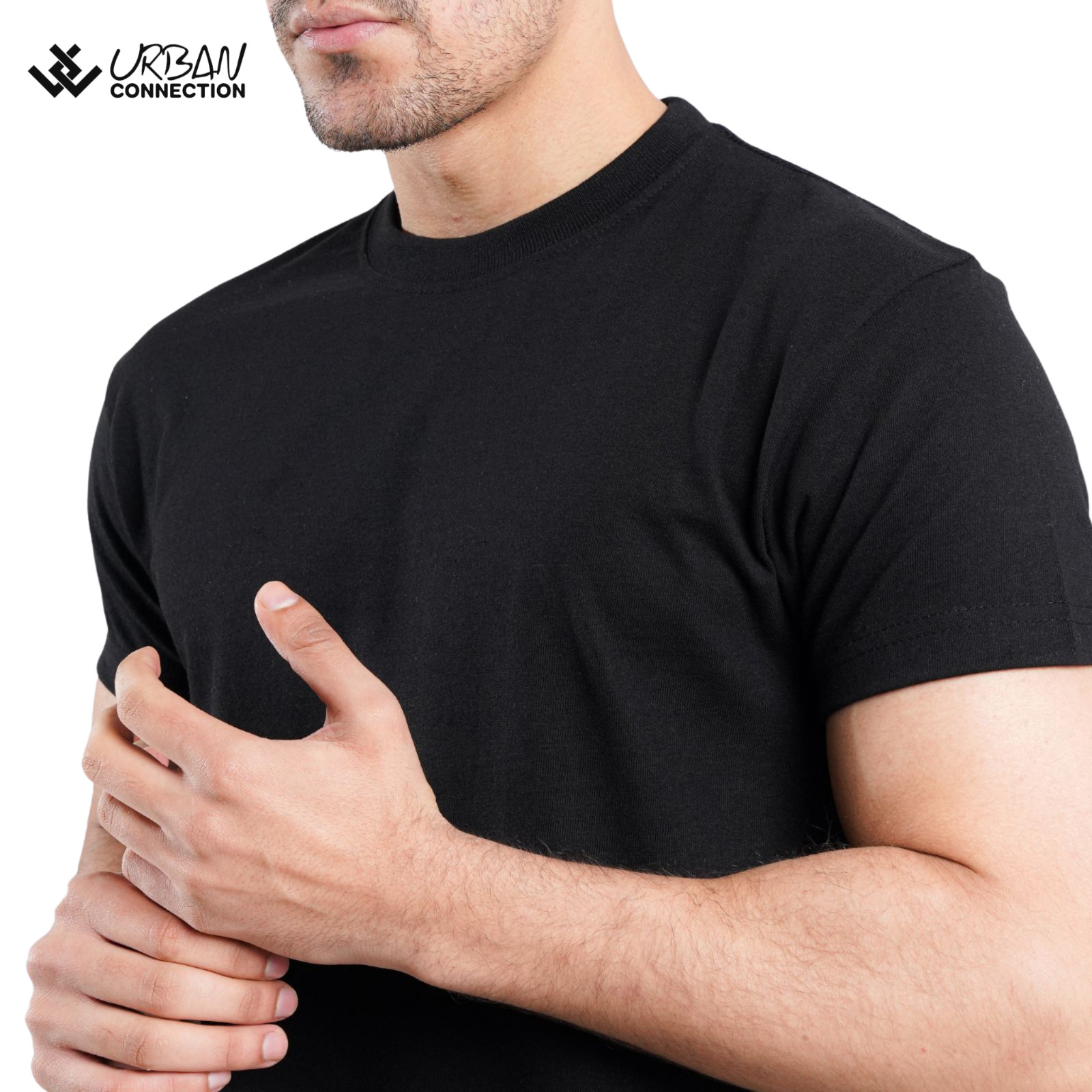 Men&rsquo;s Black Crew Round Neck T-Shirt | Urban Connection | Small-6XL | 6 Shirts