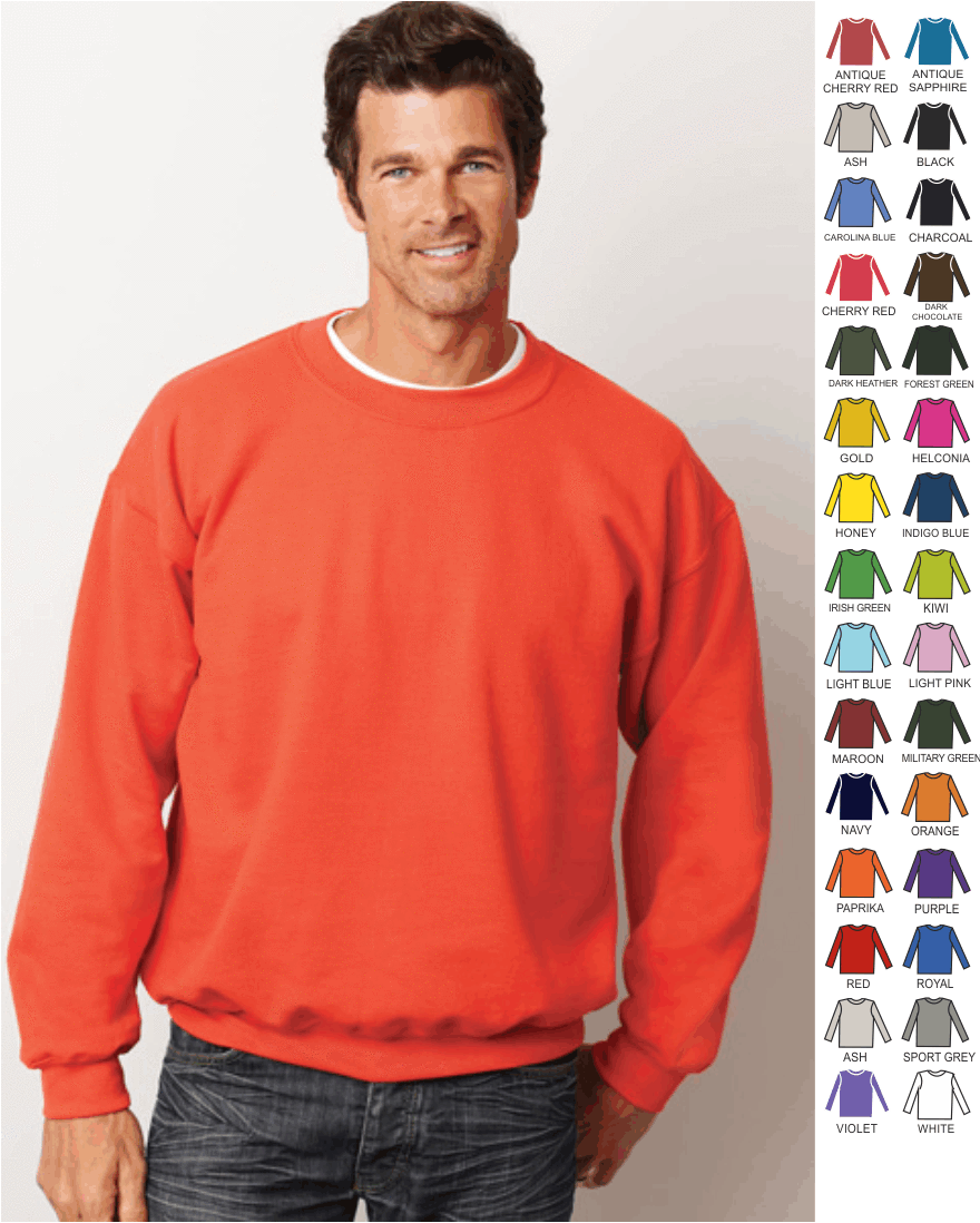 GILDAN Mens Size S M L XL Pullover Heavy Blend Crewneck Sweatshirt Jumper g18000