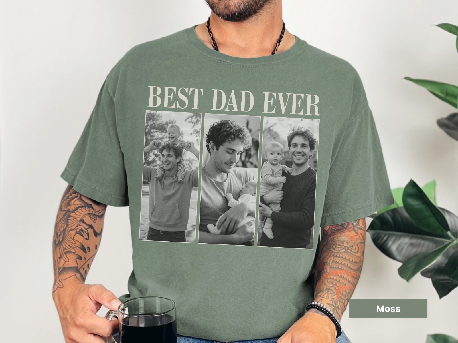 Custom Dad Vintage Photo Comfort Colors Shirt, Father&rsquo;s Day Gift With Kids Photo
