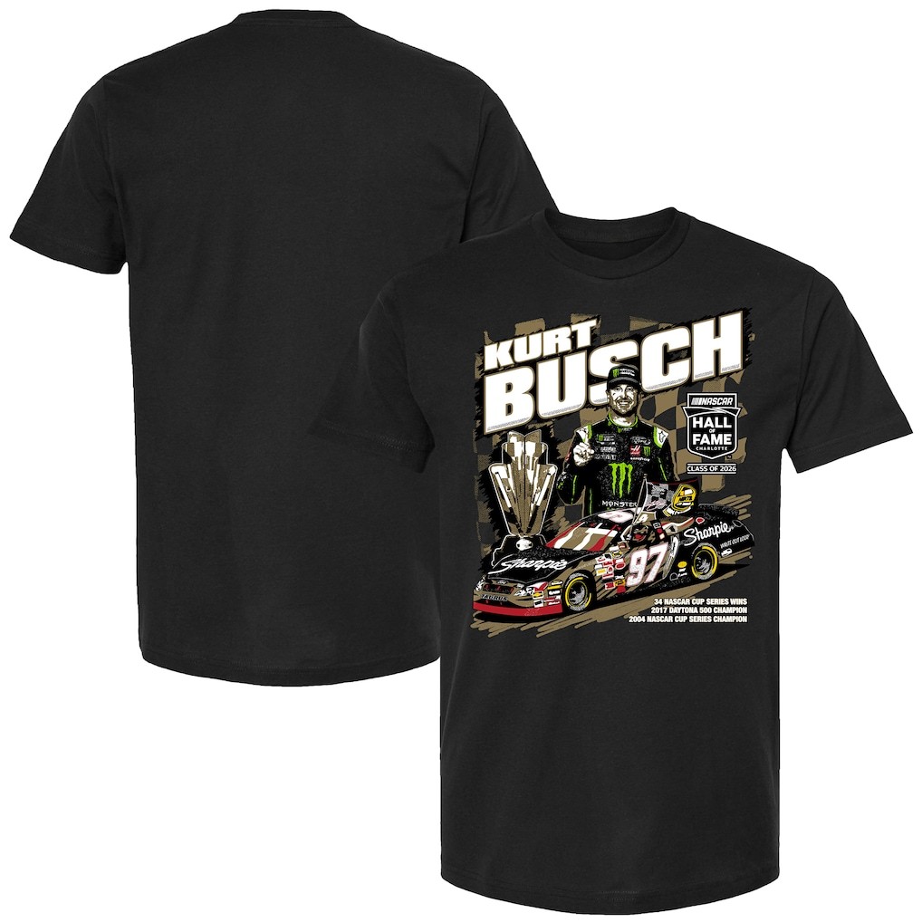 Kurt Busch Checkered Flag Hall of Fame Racing T Shirt Fan Tee