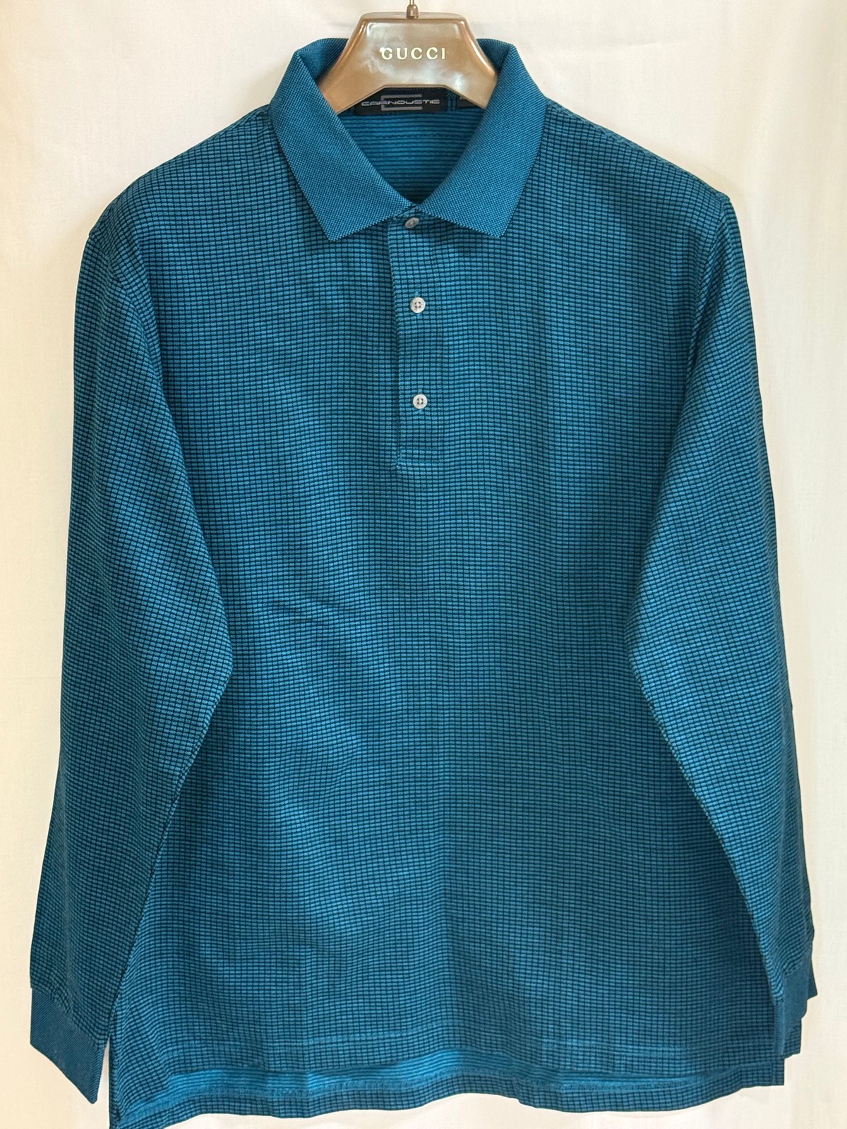 NWOT Carnoustie Men&rsquo;s Long Sleeves w/ Collar Shirt w/ Check Pattern-Teal Blue-XL