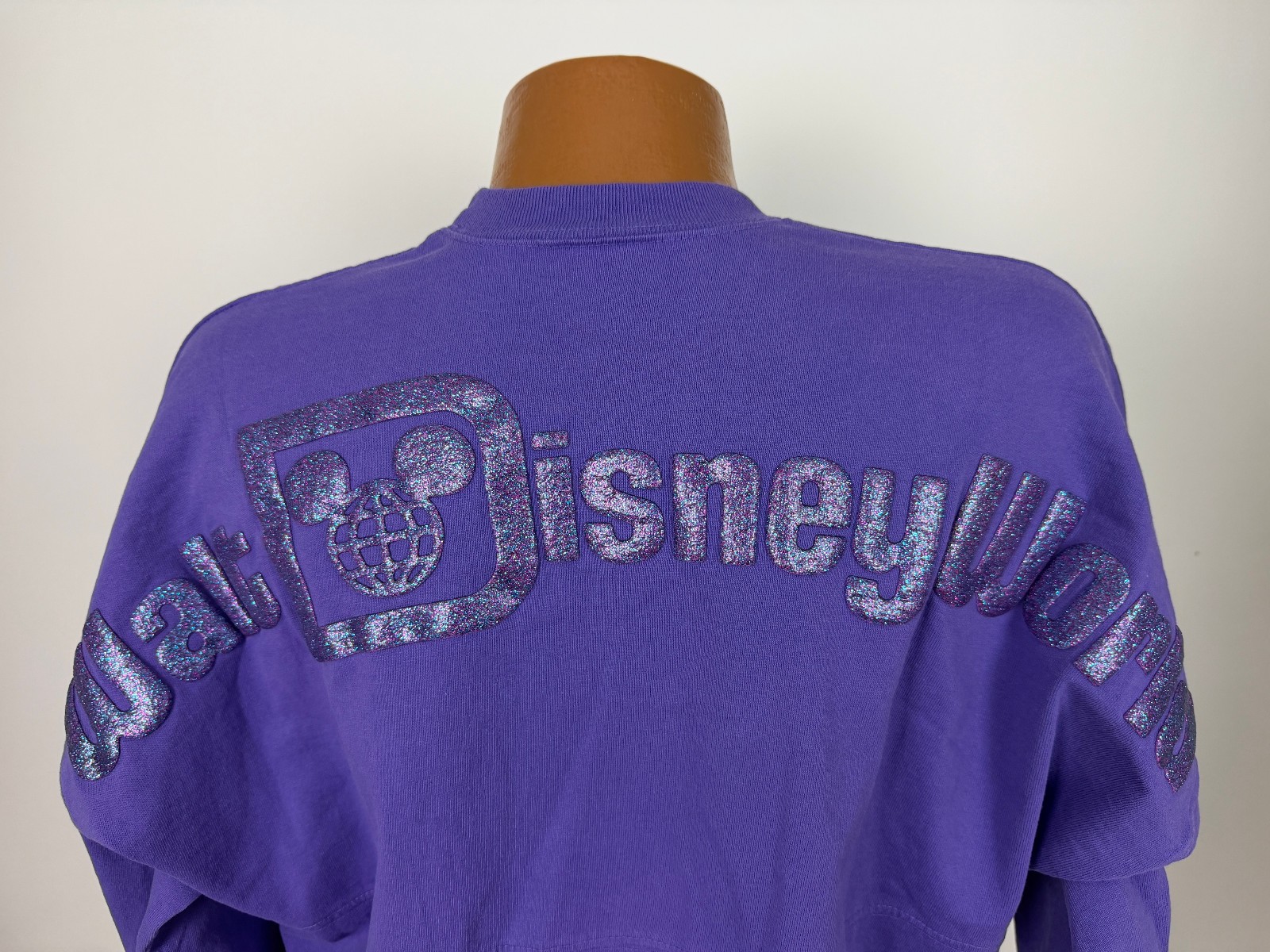 Walt Disney World Spirit Jersey Large Minimalist Mickey Glitter Spellout Purple