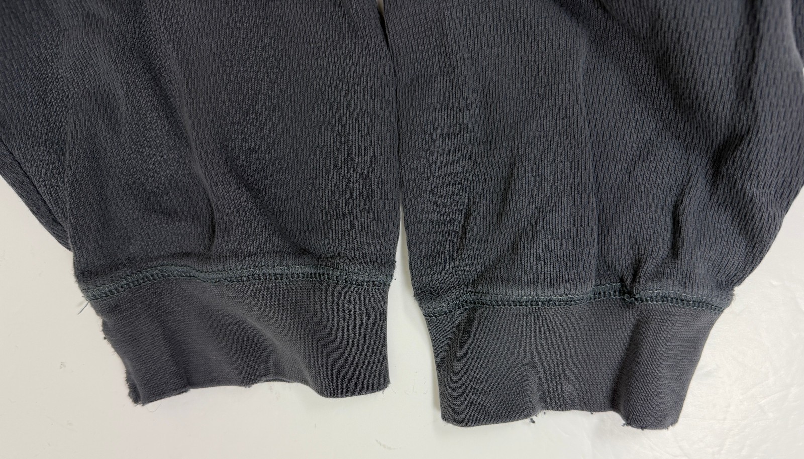 Vintage Waffle-Knit Shirt Men XXL Boxy Distressed Grunge Minimal Navy Midweight
