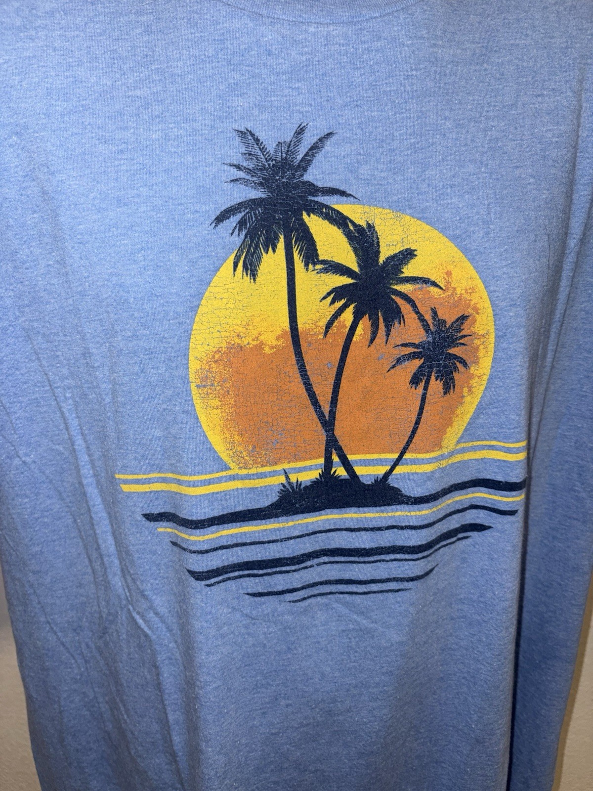 Sonoma Sunset Palm Tree Print Short Sleeve Crew Neck T Shirt Men XL Top