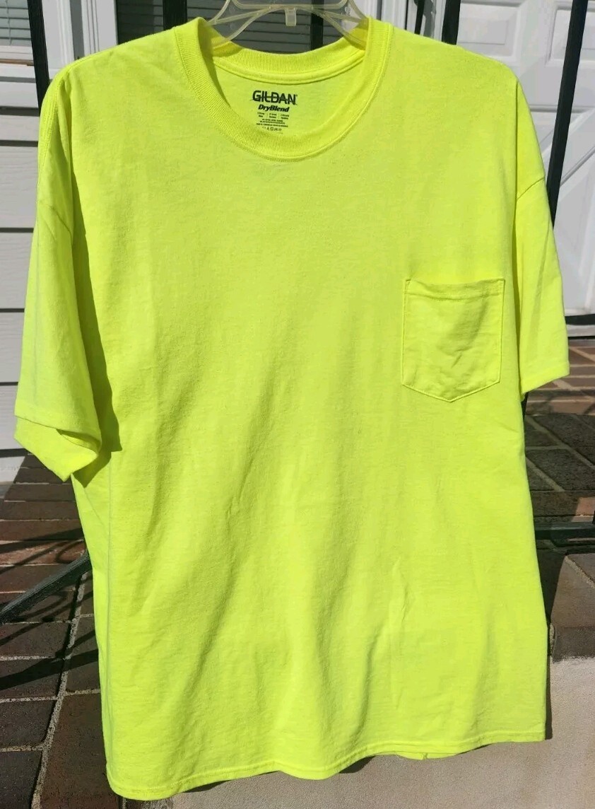 Safety Yellow Caution T-Shirt 2XL Men Women Unisex Unused Gildan Garments