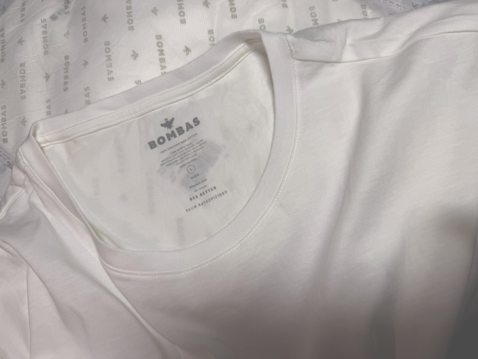Bomba’s Men’s Pima Crew Tshirt 100% Peruvian Pima Cotton Large White