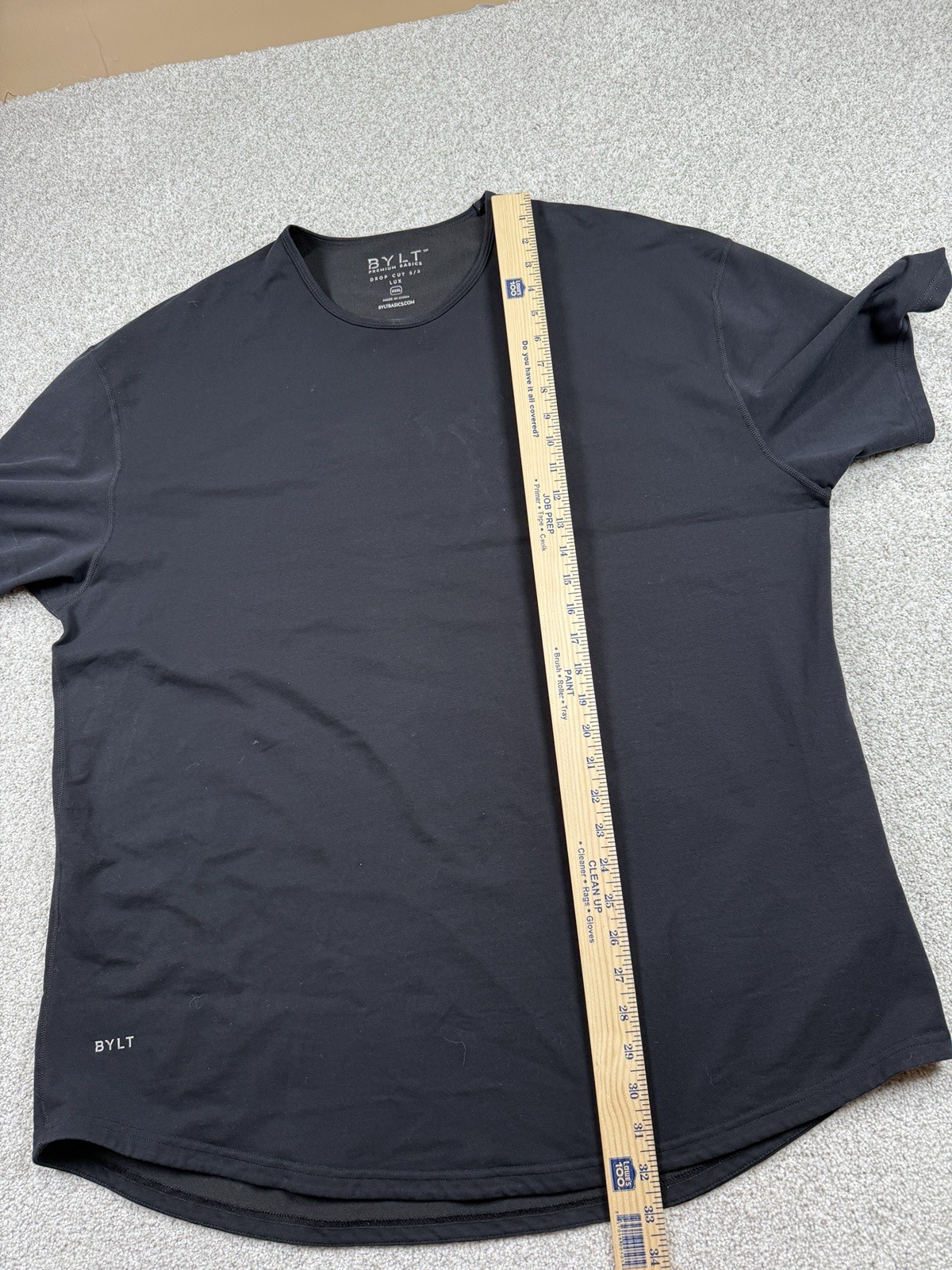 BYLT Lux Shirt Mens Size 3XL Black Short Sleeve Curve Hem Stretch Premium Basics