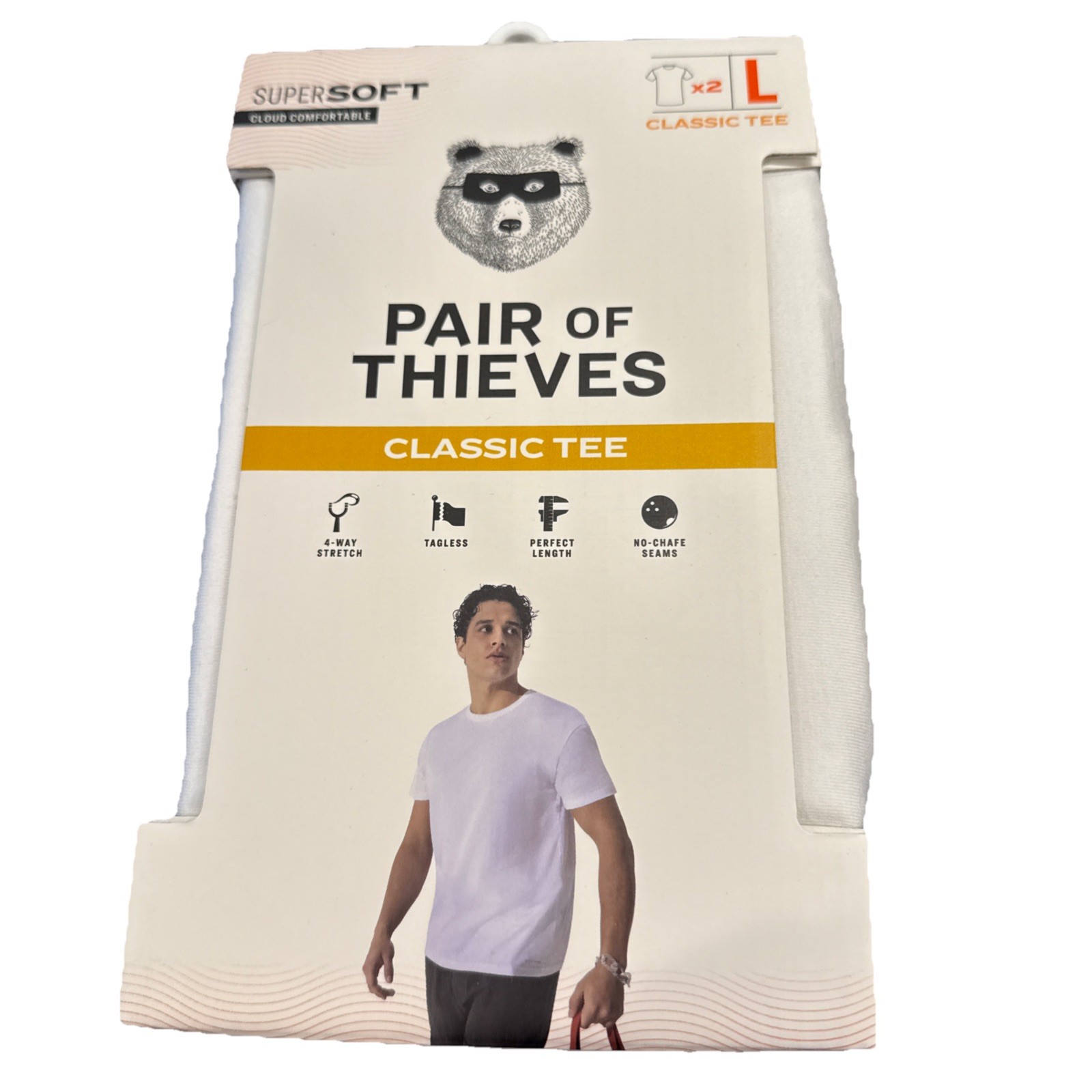 Pair of Thieves Men&rsquo;s Classic Crewneck Undershirt 2pk – White – Large