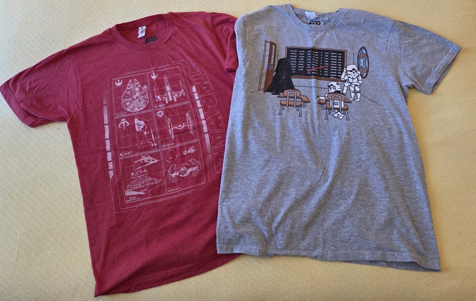 Star Wars/Lucasfilm Two (2) « Medium » T-Shirts – (Darth Vader & Ship Schematics)