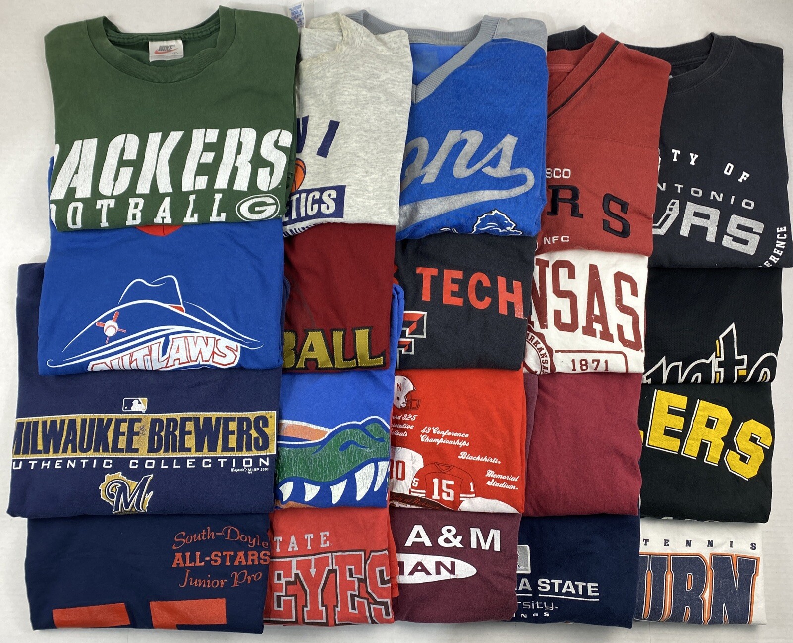 Wholesale Lot of 20 Men&rsquo;s Sports Tee Shirts (Size Breakdown in Desc)