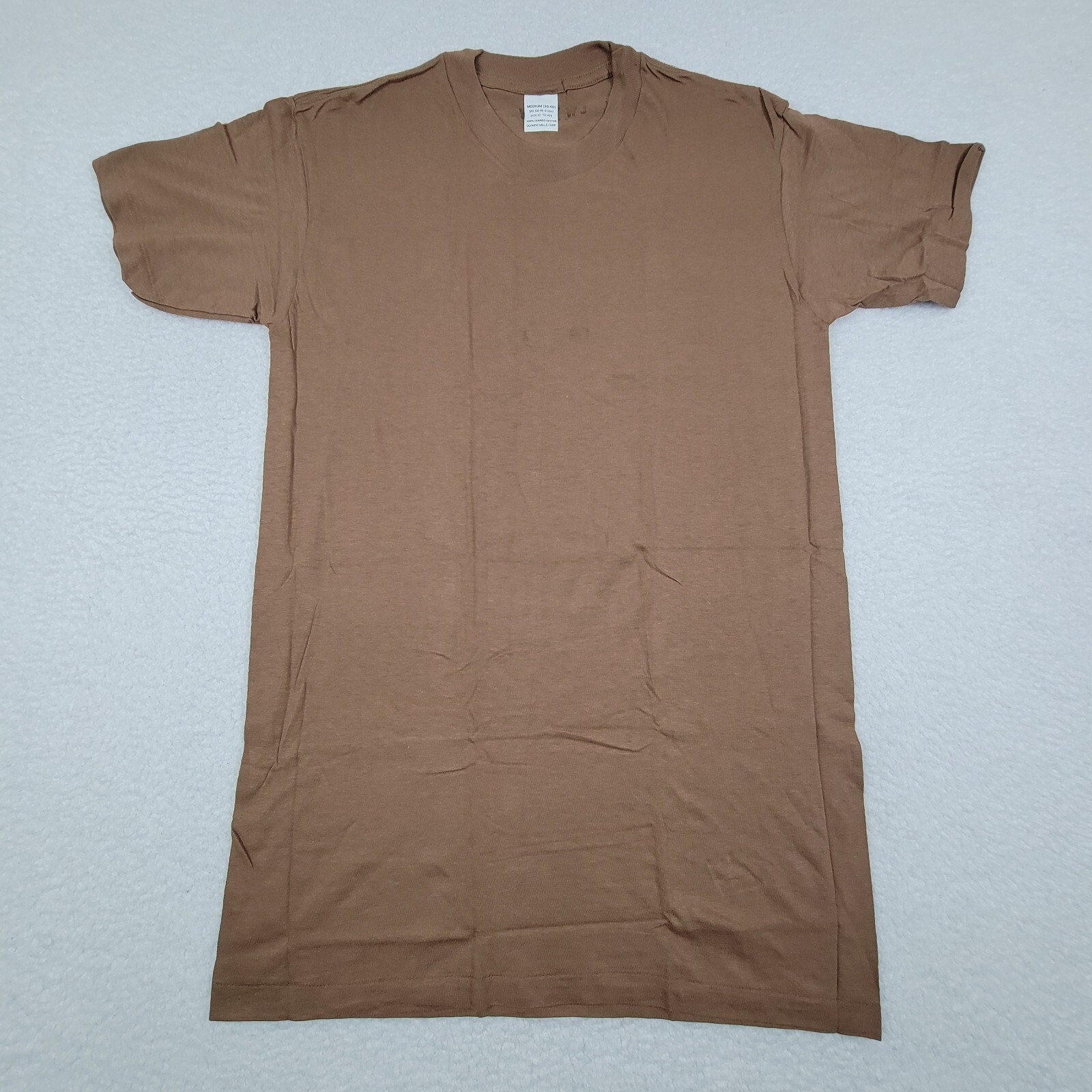 VTG Olympic Mills Corp Military Brown PT Shirt Mens Medium M 38-40 Single Stitch