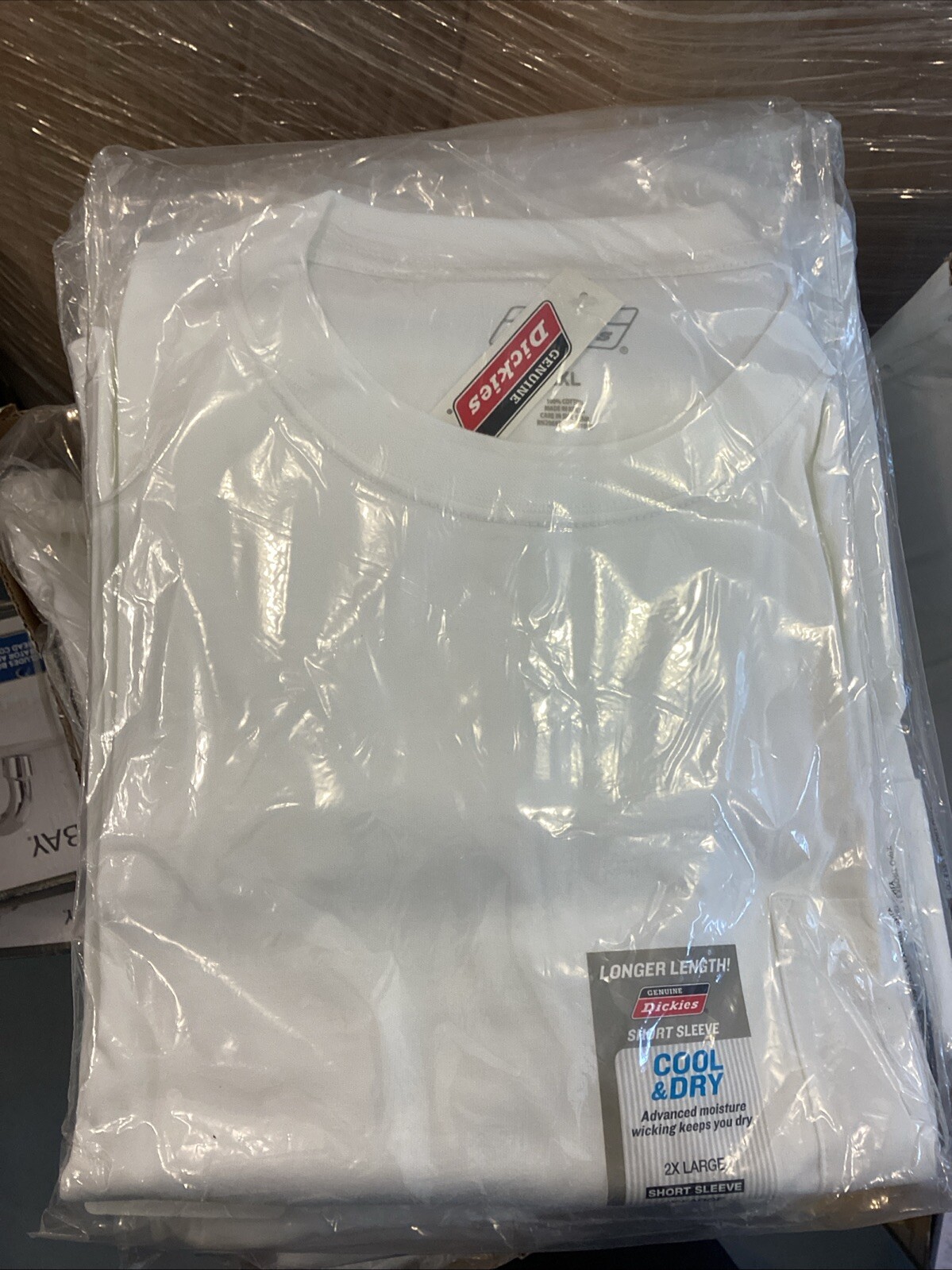 Genuine Dickies Men Short Sleeve Cool Dry T-Shirt 2XL White With Pocket