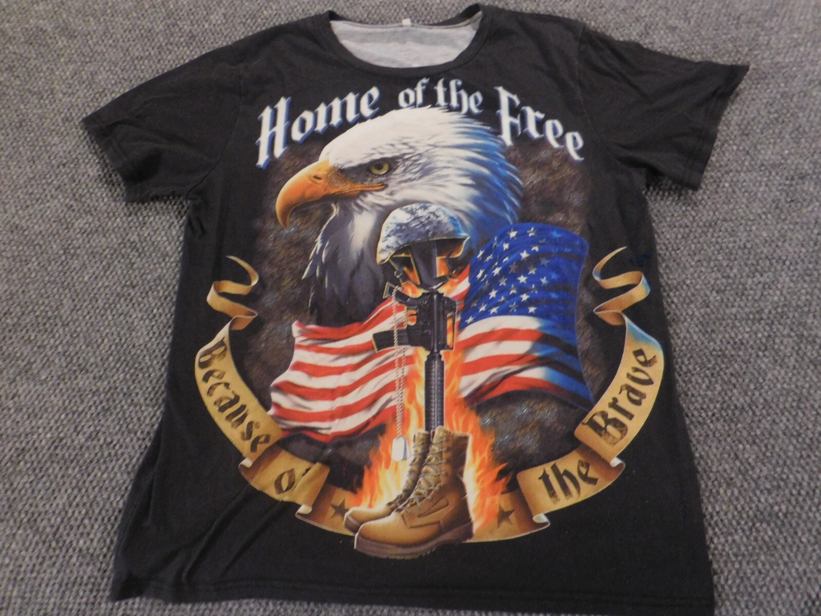 American Soldier Mens Shirt Extra Large Black Eagle home of the free gun