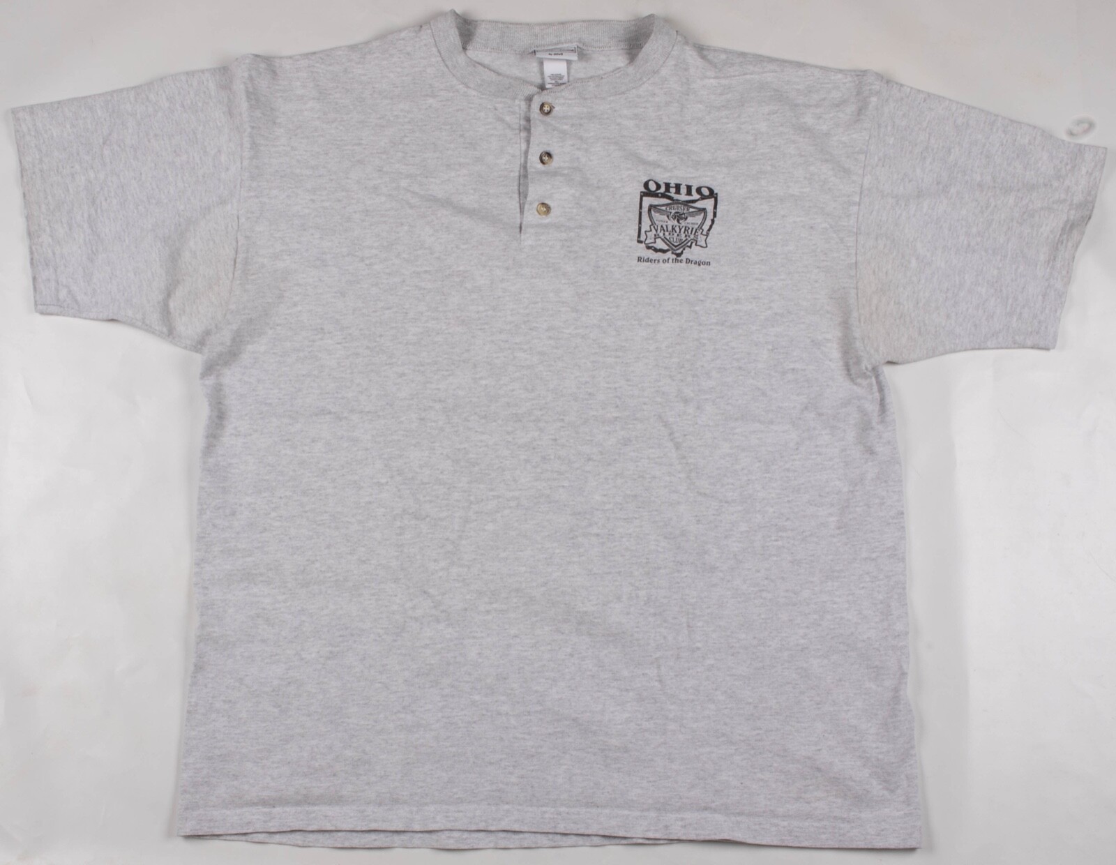 Vintage 90s Valkyrie Ohio « Riders of the Dragon » Club Graphic Gray Shirt Mens XL